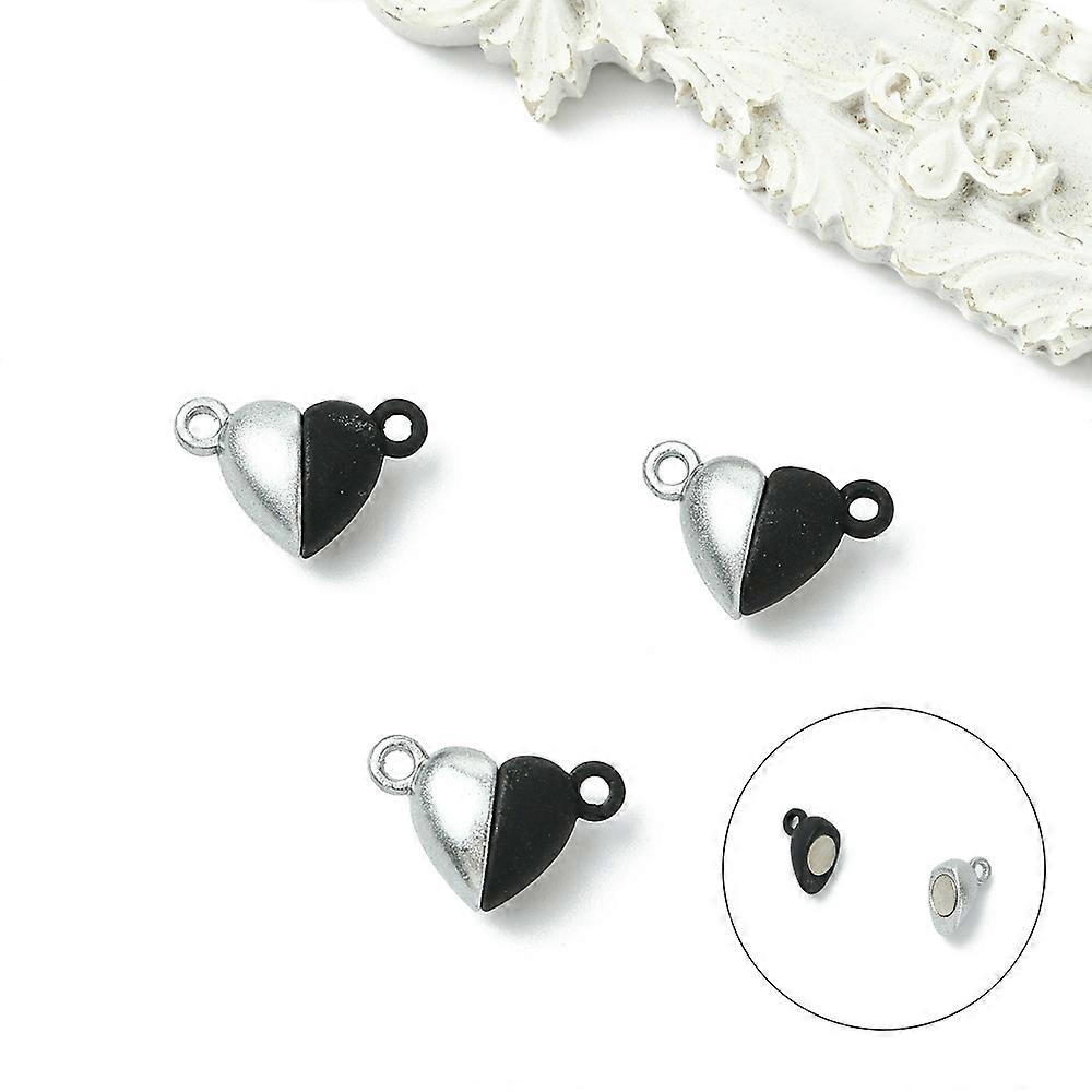 10 Sets Alloy Heart Magnetic Clasps Jewelry Findings