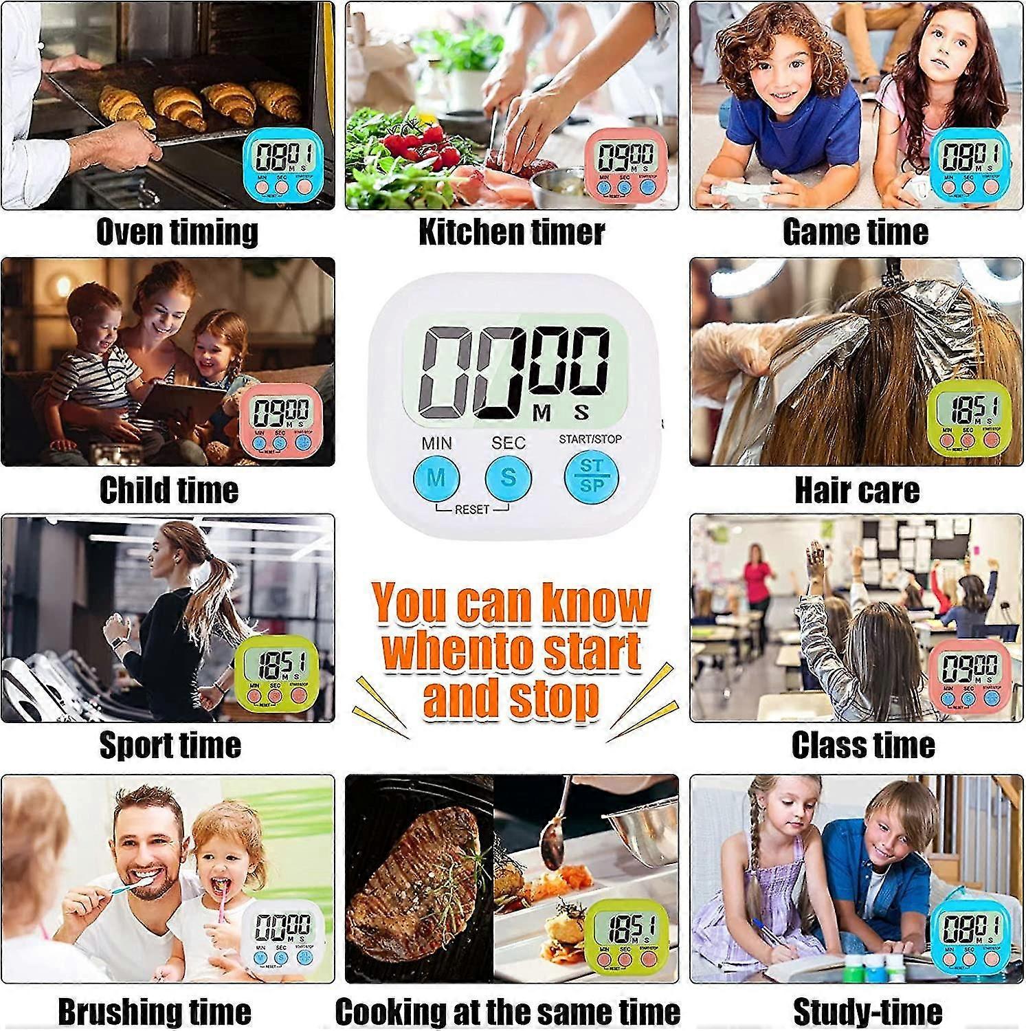 Multifunctional electronic timer, kitchen timer, learning management timer, for cooking, learning, working, sports training, outdoor activities (exclu