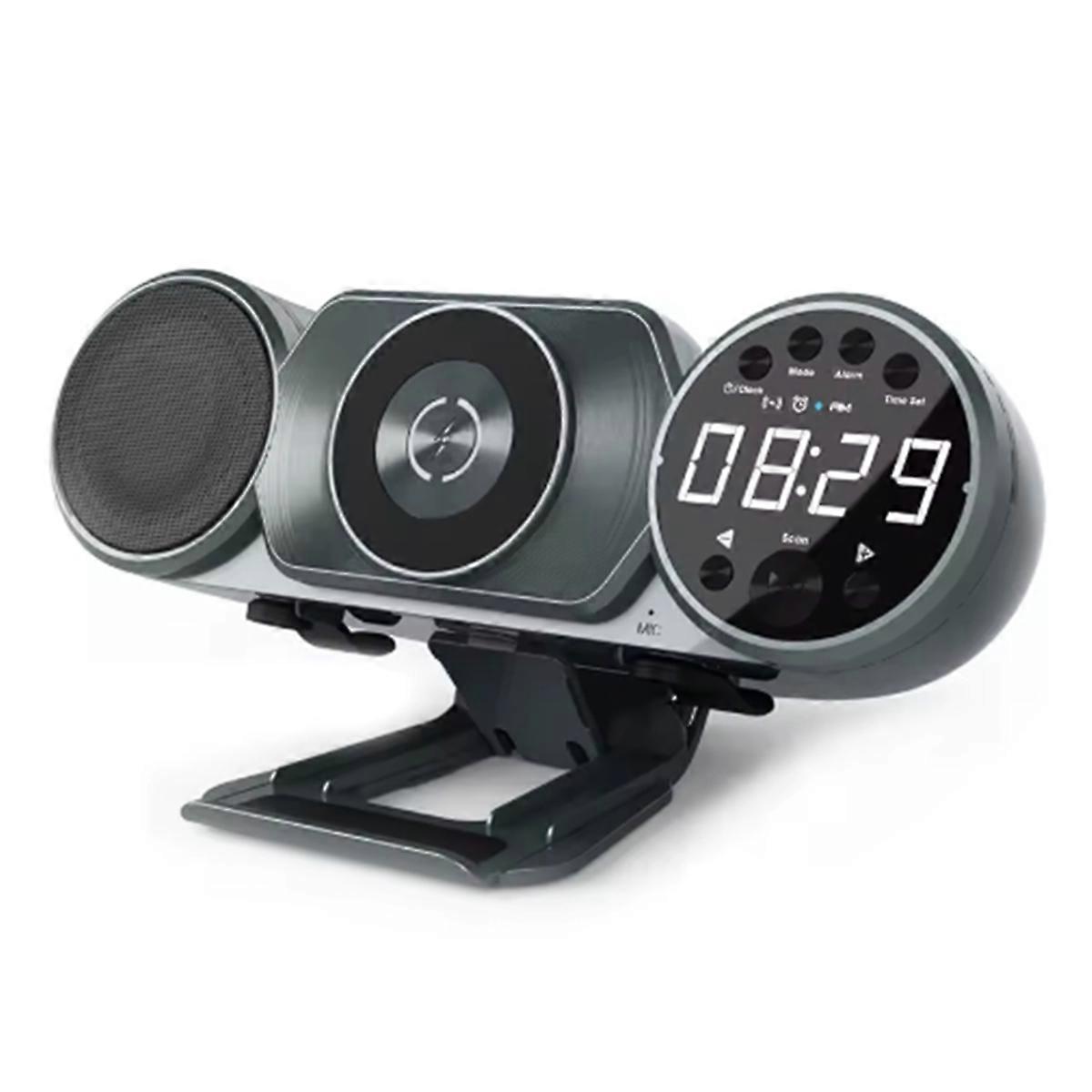 Wireless Charging Bluetooth Speaker FM Radio TF AUX USB Hands-Free Alarm Clock Decoration Ambient Li
