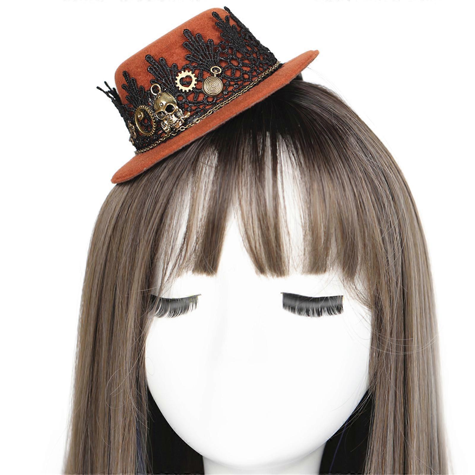 כובע עליון עבור גותי יוניסקס נוצות כובע עליון קוספליי עבור ליל כל הקדושים אביזר שיער בגיל תעשייתי עם גלגלי שיניים רוז משקפי D