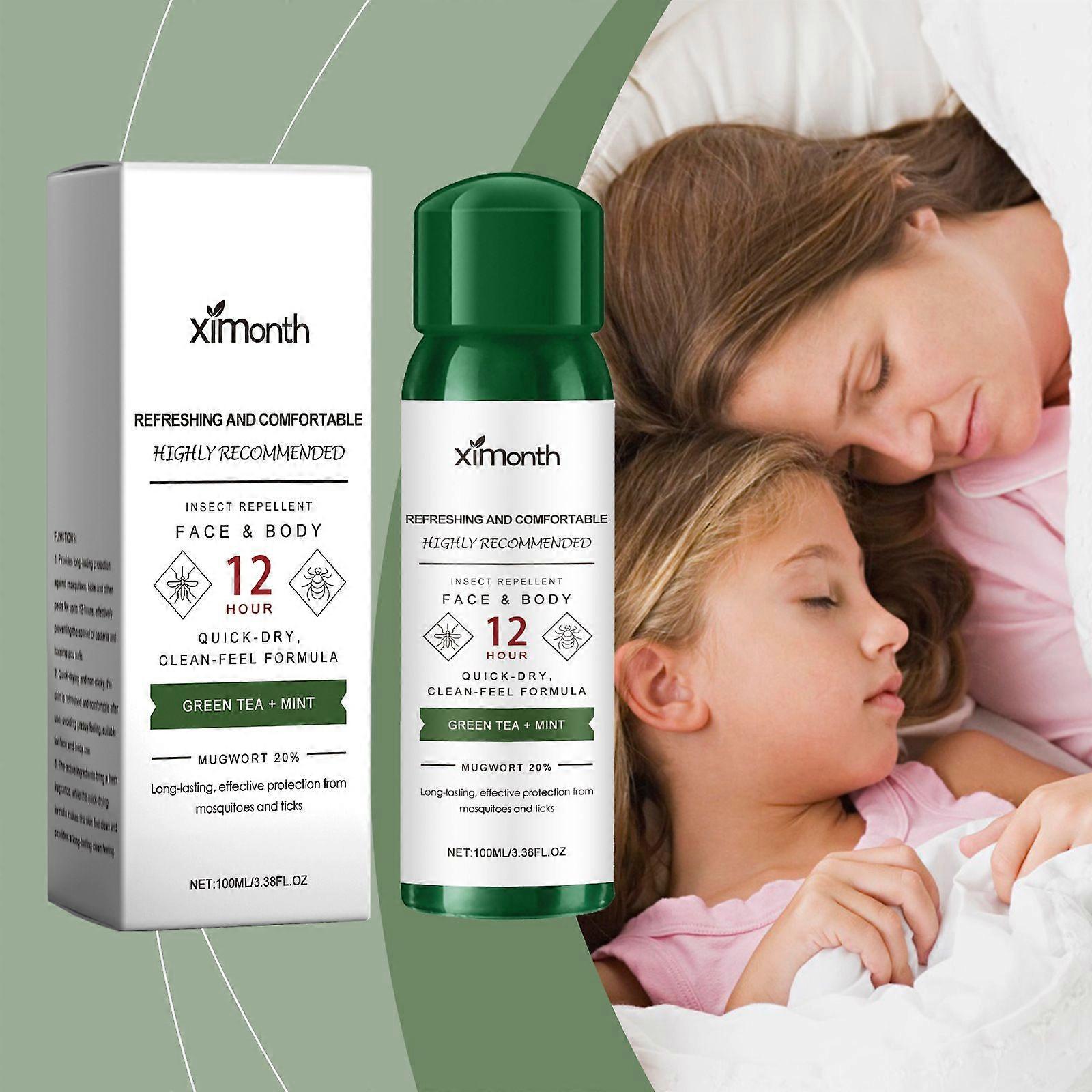 XIMONTH repellente per zanzare spray al tè verde ad asciugatura rapida pianta fresca rinfrescante