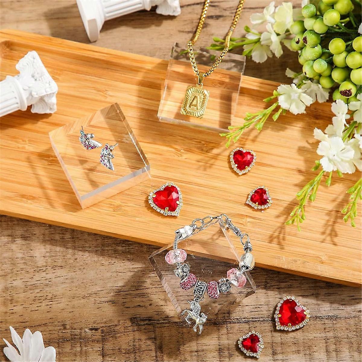 Clear Acrylic Blocks Square Display Showcase Holder Base 16pcs