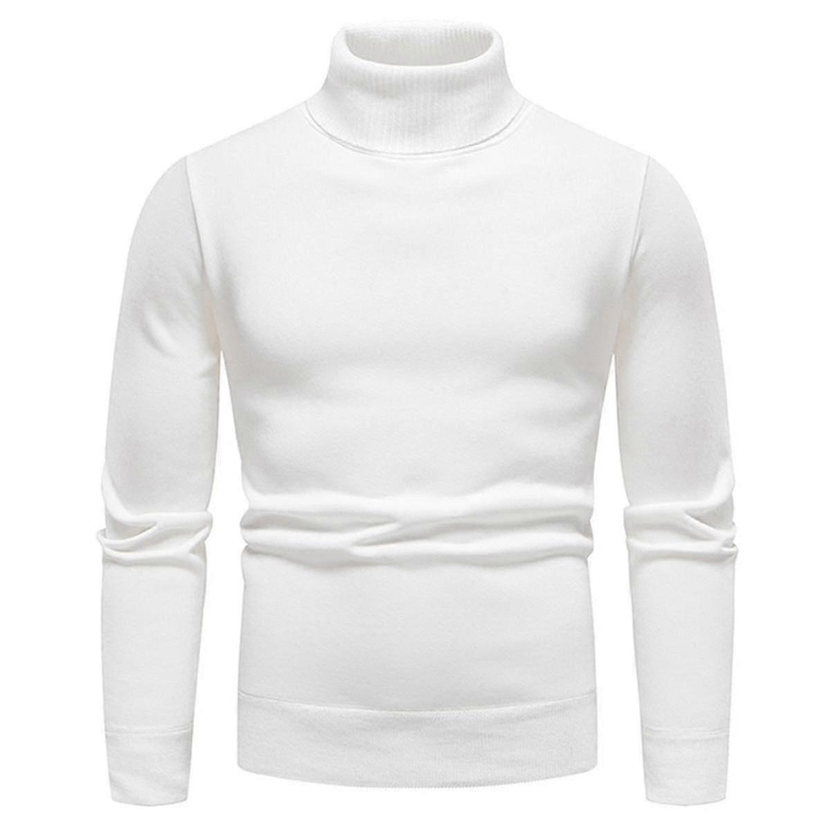 Men's Slim Fit Solid Color Turtleneck Casual Sweater by Cloudstyle