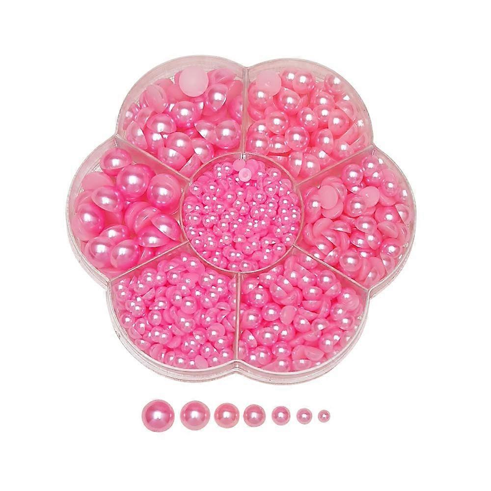 Half Pearl Bead Fuschia Assorted for Scrapbook Craft DIY 7 Sizes(3/4/5/6/7/8/10mm)