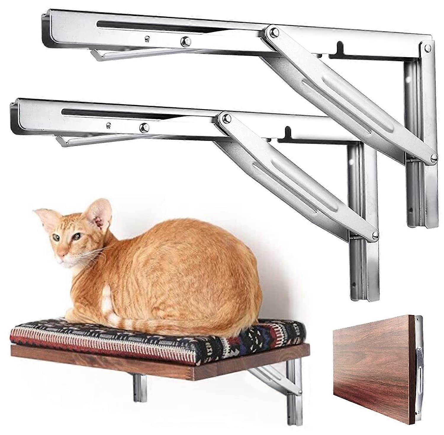 Pair Marine Stainless Steel 14" Folding Shelf Brackets, 304 S.S Grade Wall Mounted Table Brackets for Boats, Max Load 660 lb