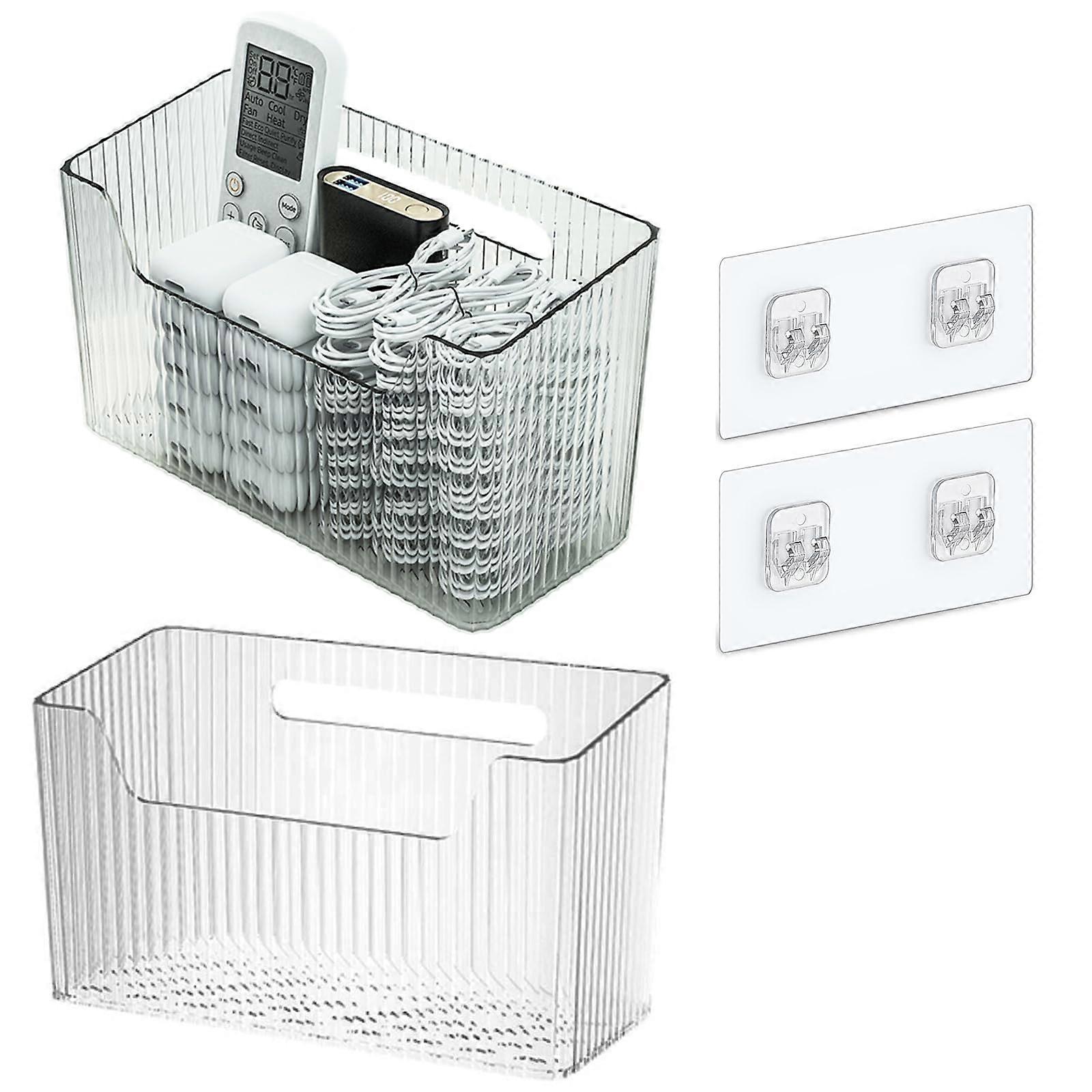 Clear Plastic Storage Organizer B Set of 2 for Bathroom, Large Size, Durable Material, Multi-Purpose Use