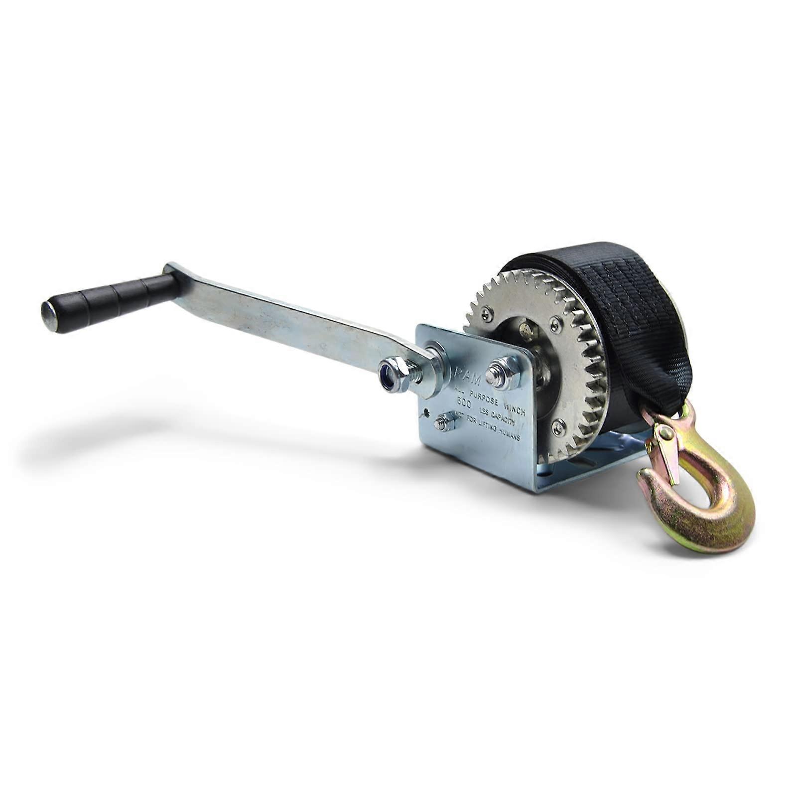 Trailer Winch Zinc Plated 600lb Capacity with Winch Strap