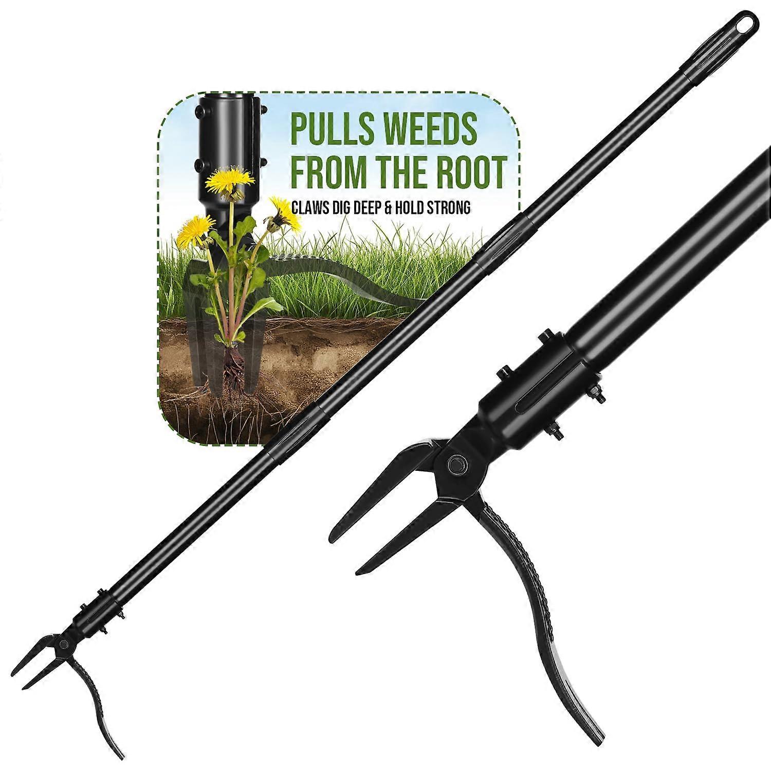 Weed Puller, Stand Up Weed Puller with 4-Claw Steel Head, Long Handle Weeder for Lawn and Garden