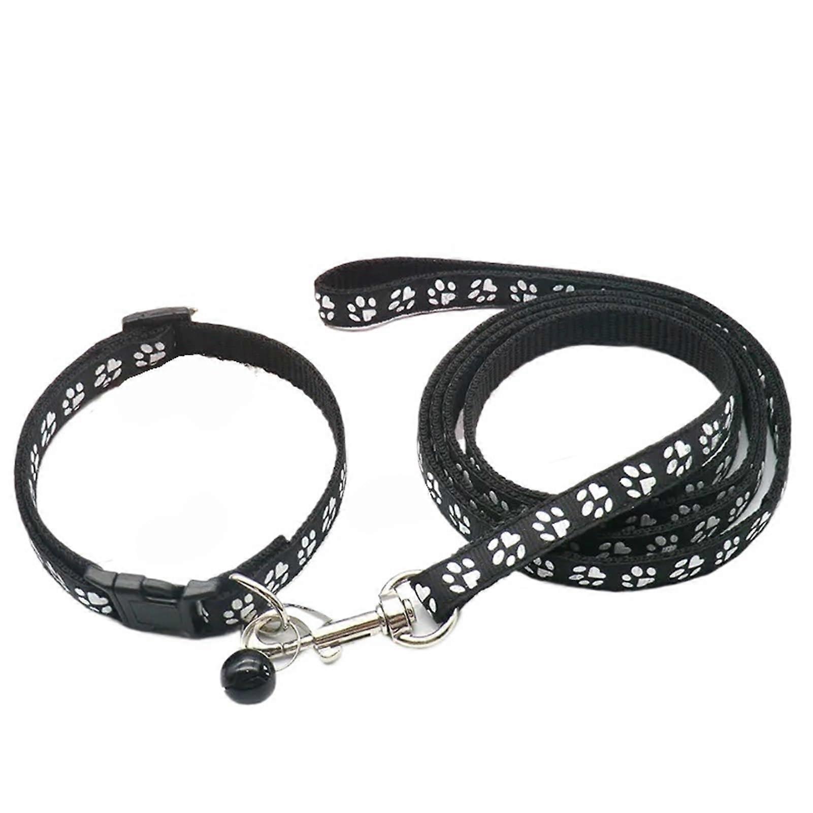 Pet Traction Rope Cute Dog Paw Print Traction Pet Rope Puppy Collar Set Multiple Colors