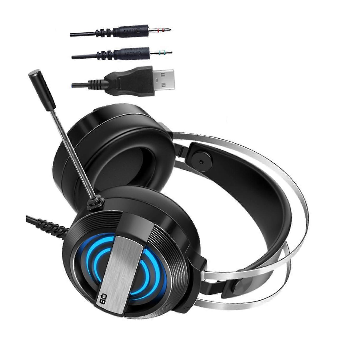 Computer Headset For PC Gaming With Microphone Stereo Wired Headphones Noise Reduction