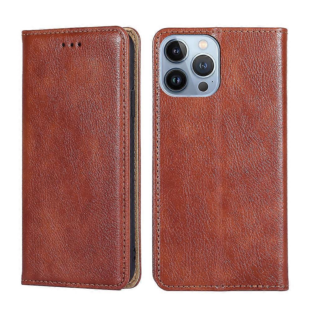 For iPhone 14 Pro Gloss Oil Solid Color Magnetic Leather Phone Case Pro