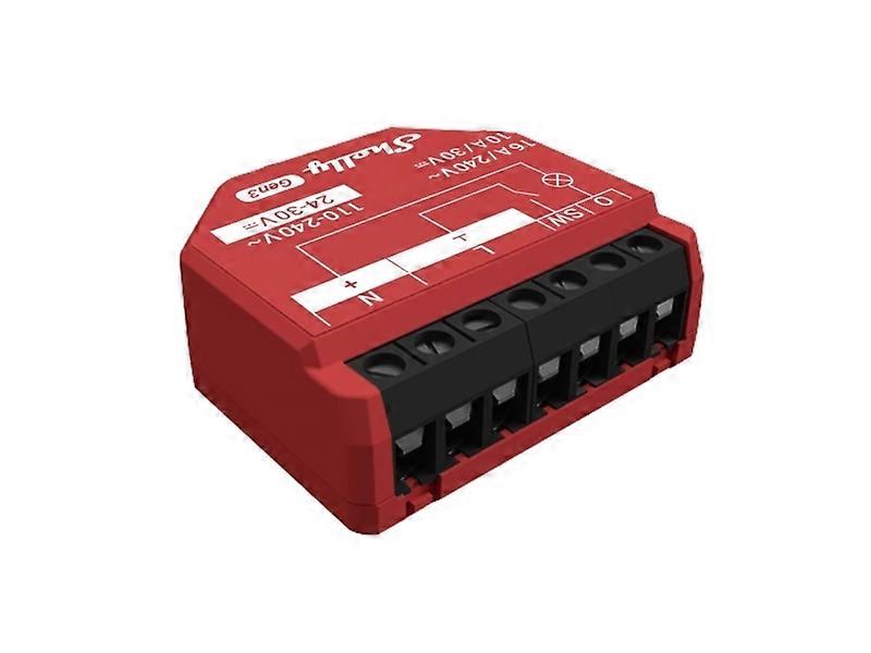 Shelly 1PM Gen3, Smart Switch, Wireless, Plastic, 30m, 50m, Red