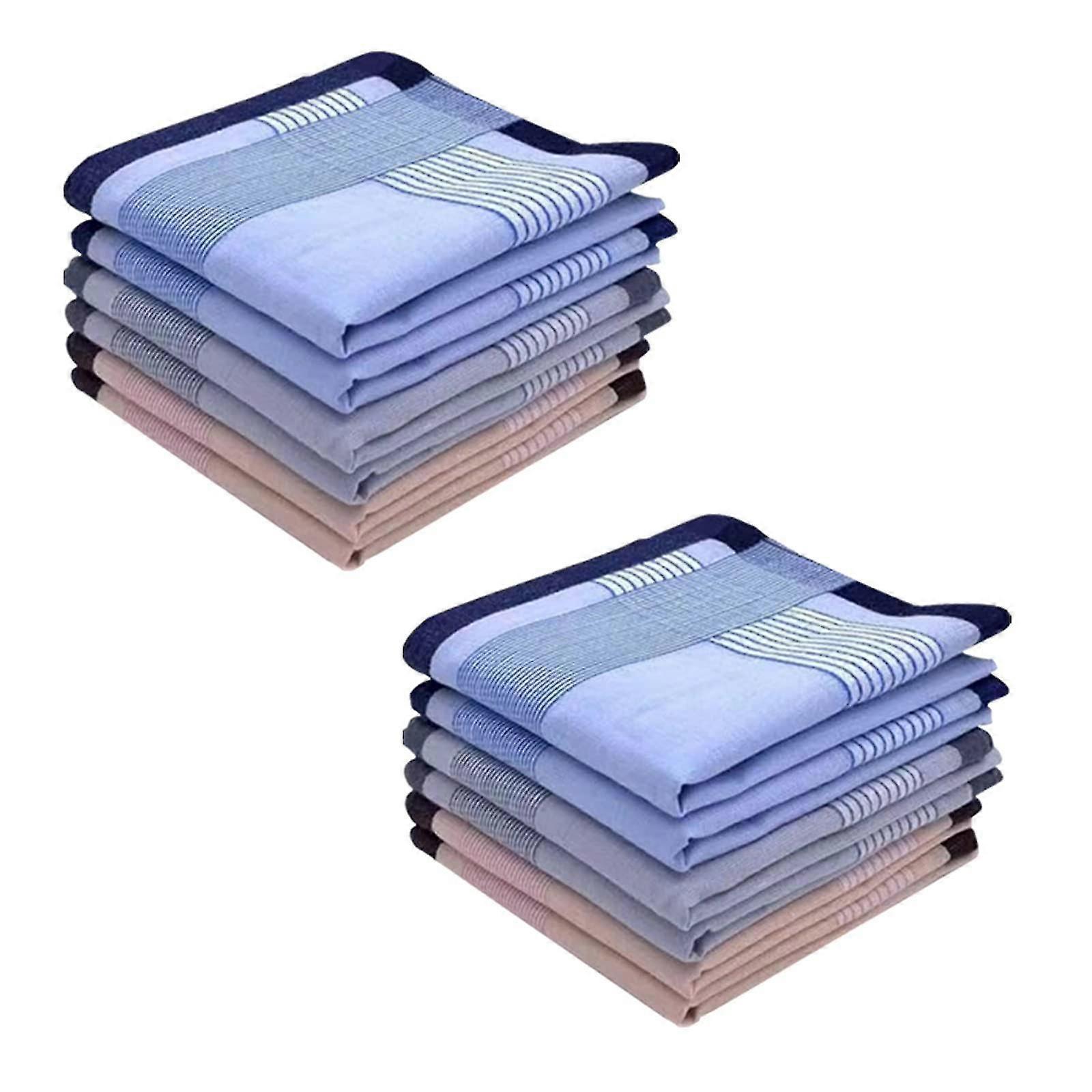 12pcsメンズハンカチ、100%ソフトコットンポケットハンカチメンズコットン用