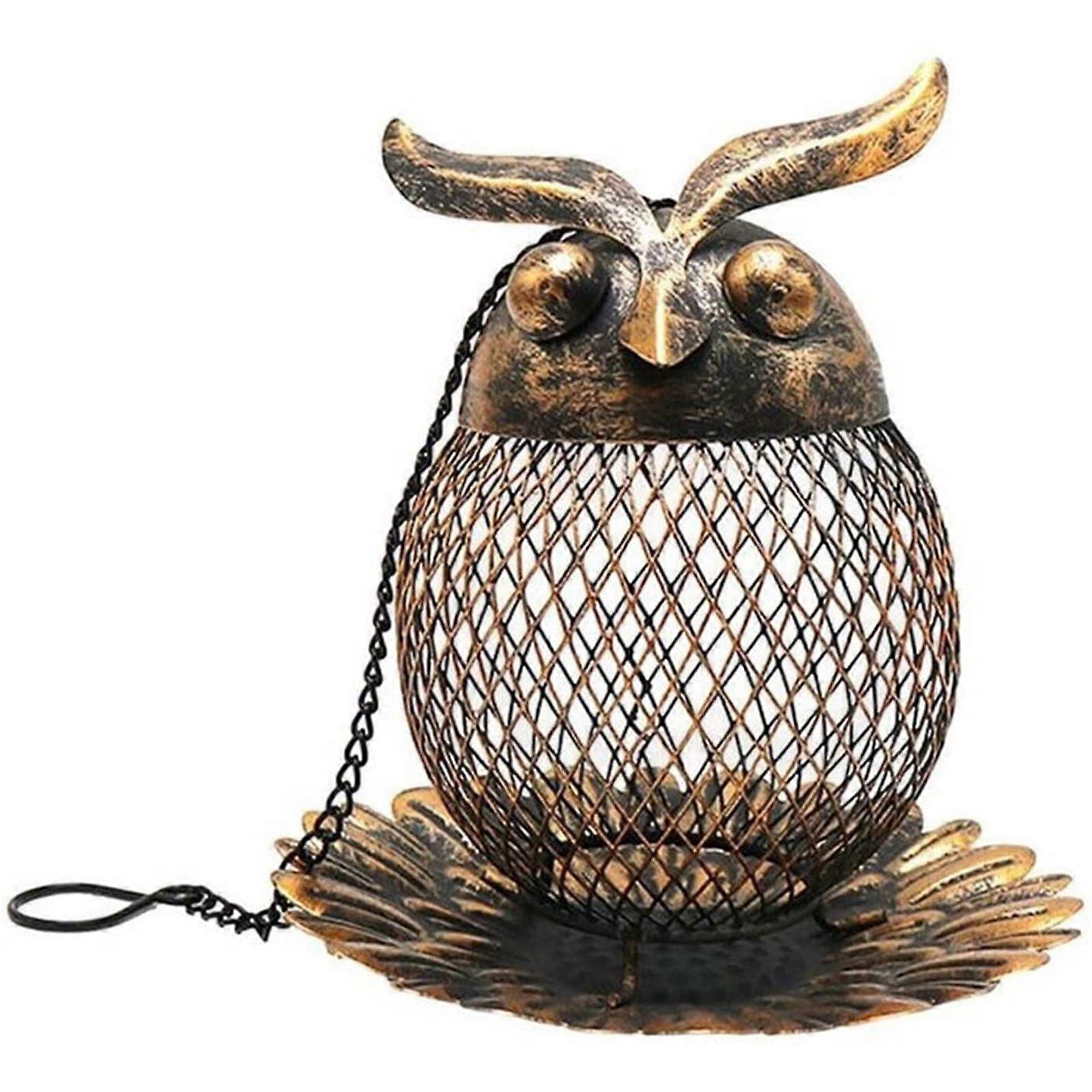 Bird Feeders for Outside, Vintage owl Bird Feeder with Holes Rust-Proof and Durablec for Outdoor Garden Decoration, Wild Bird Feeders Hanging Feeder H
