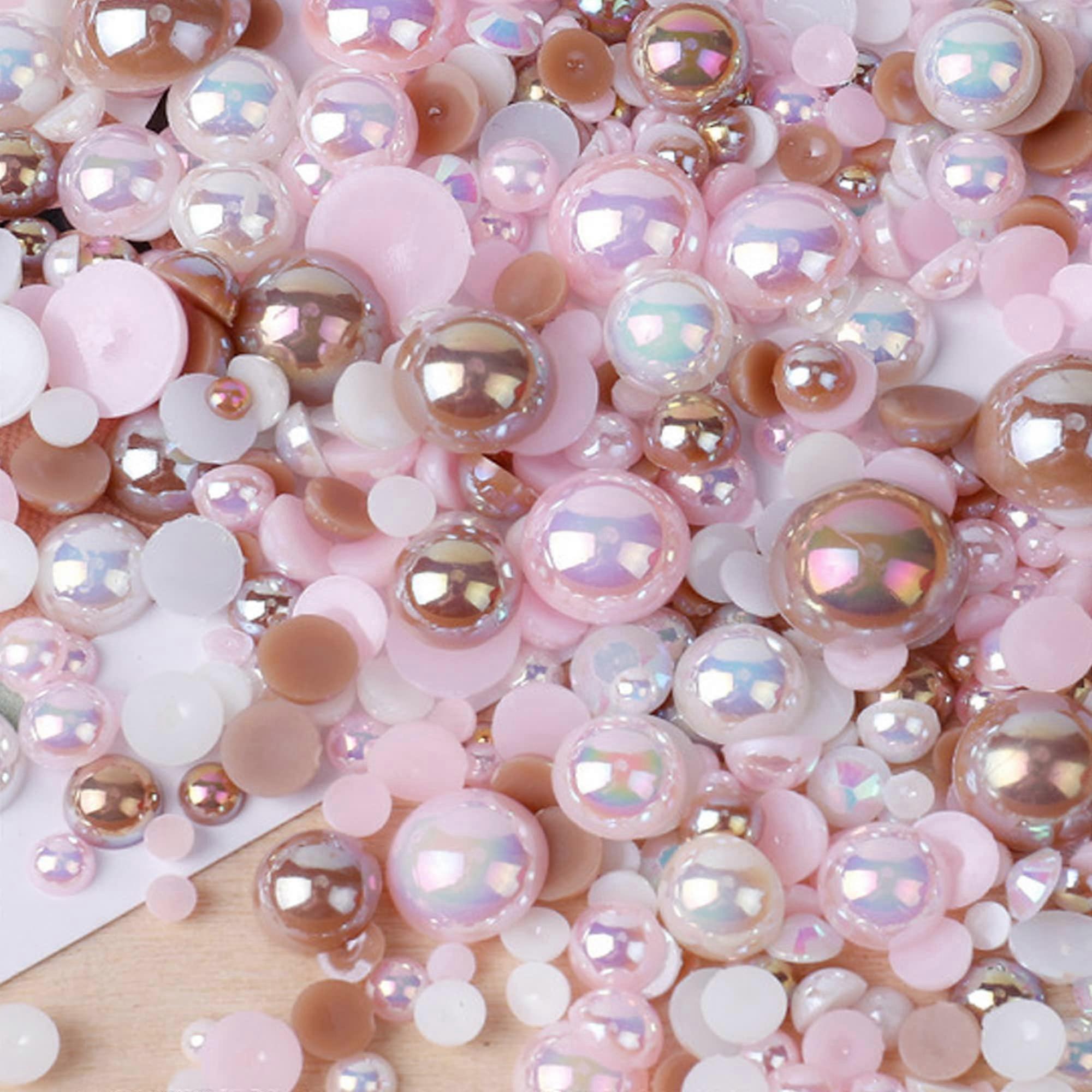 1100PCS Flatback Pearls and Rhinestone, Mixed Size 3mm10mm AB Color Resin Rhinestones for Crafts