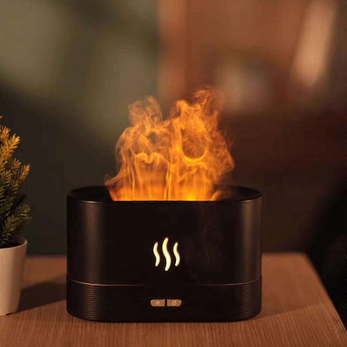 Flame Aromatherapy Machine - Seven Color Flame, Ultra-Silent Humidifier, Aroma Diffuser, Home Office Table, Black
