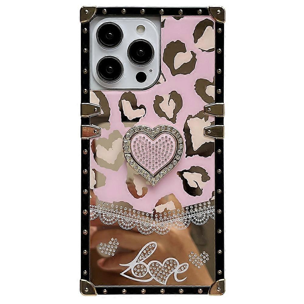 For iPhone 16 Pro Max Case Heart Pattern Electroplating TPU + PC Phone Cover with Kickstand