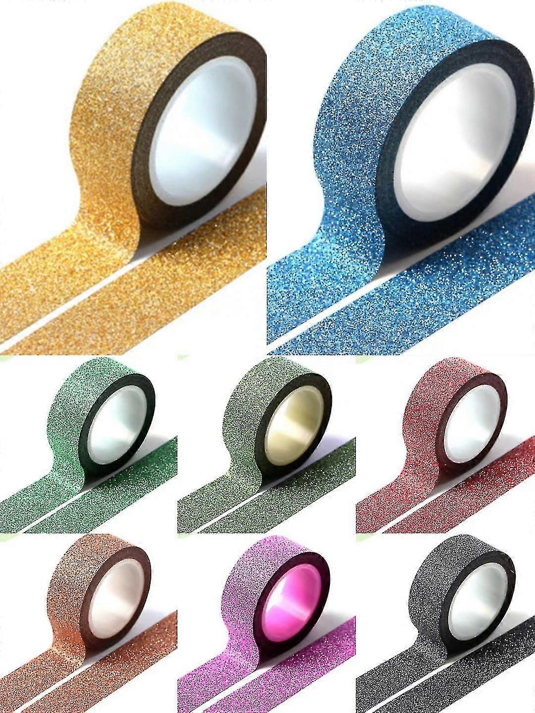 8rolls Gold Glitter Tape,15mm By 5m,for Scrapbook,crafting