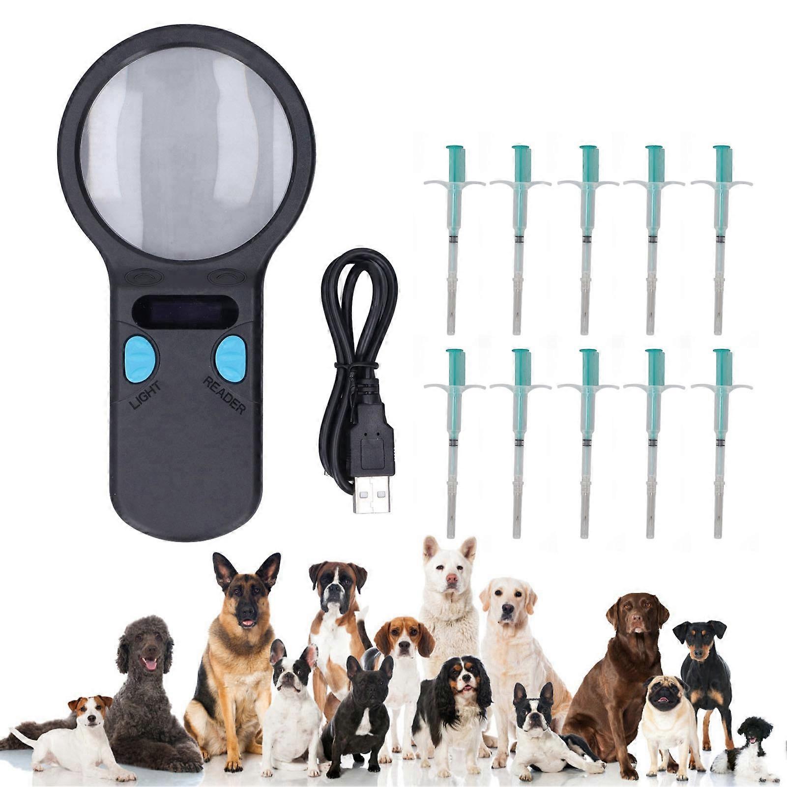 Haustier-Mikrochip-Scanner-Set Stabiler Tier-Mikrochip-Tag-Leser-Scanner mit Tier-ID-Chips-OLED-Display