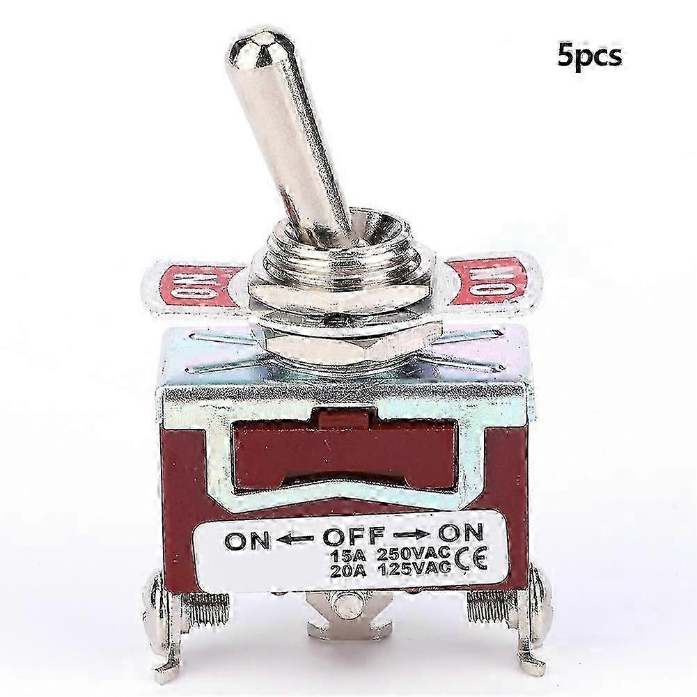 5pcs SPST Toggle Switch 3 Positions ON OFF ON Monopole Waterproof Toggle Switch
