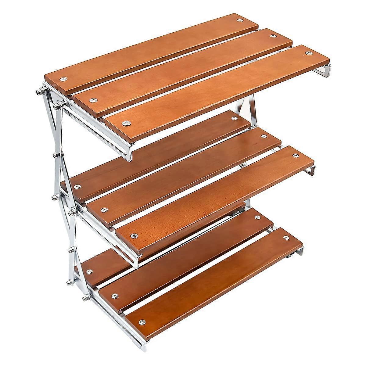 Camping Rack 3 Layer Foldable Outdoor Table with 3 Tiers for Picnic, BBQ, Beach, and Camping Cooking