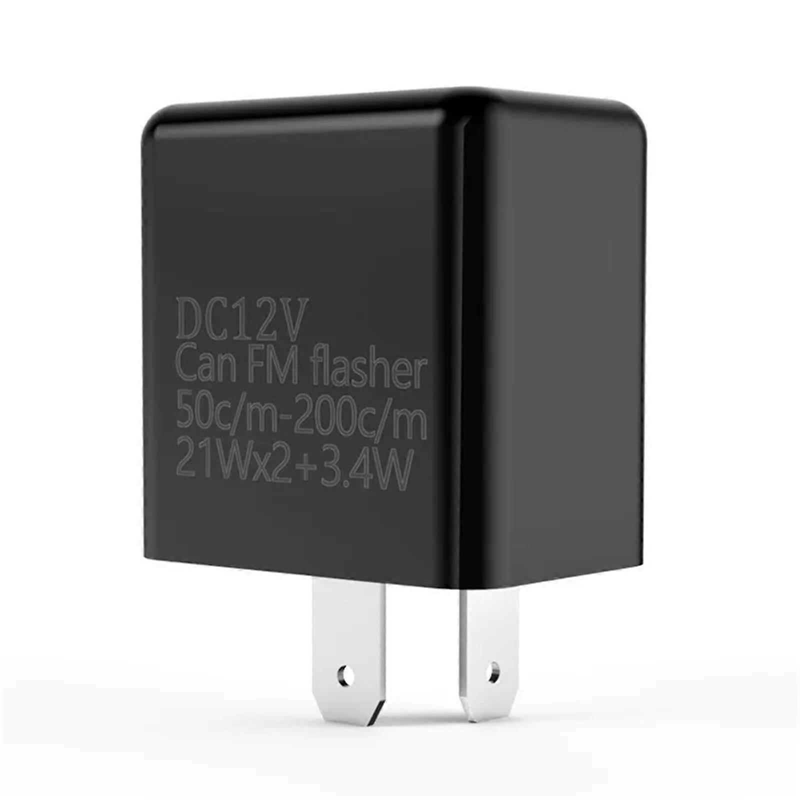 2 Pin 12V LED Flasher Relay Adjustable Frequency Turn Signal Blinker Indicator for Motorcycle Accessories Black