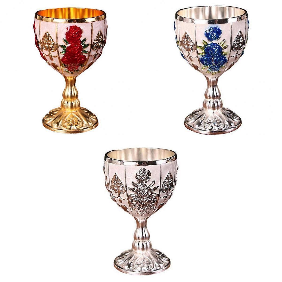 3x Classical Small Goblet Cup Parties Drinkware Decor