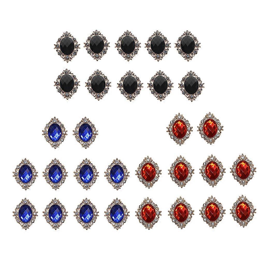 30 stk akryl cabochons flatback DIY Rhinsten knapper sort kongeblå rød