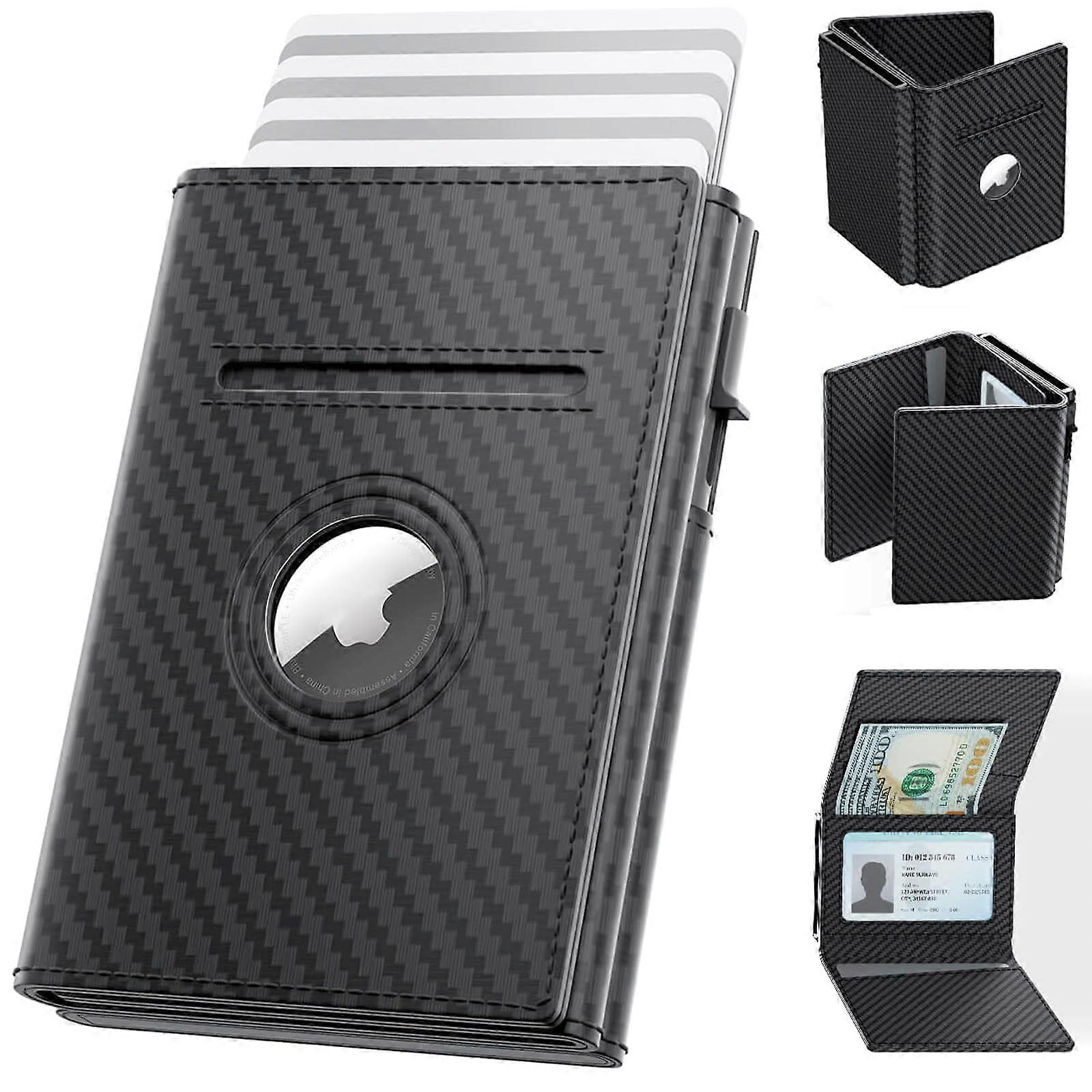 Airtag Wallet With Airtag Holder For Men Minimalist Carbon Fiber Wallet For Apple Airtag No Airtag Included