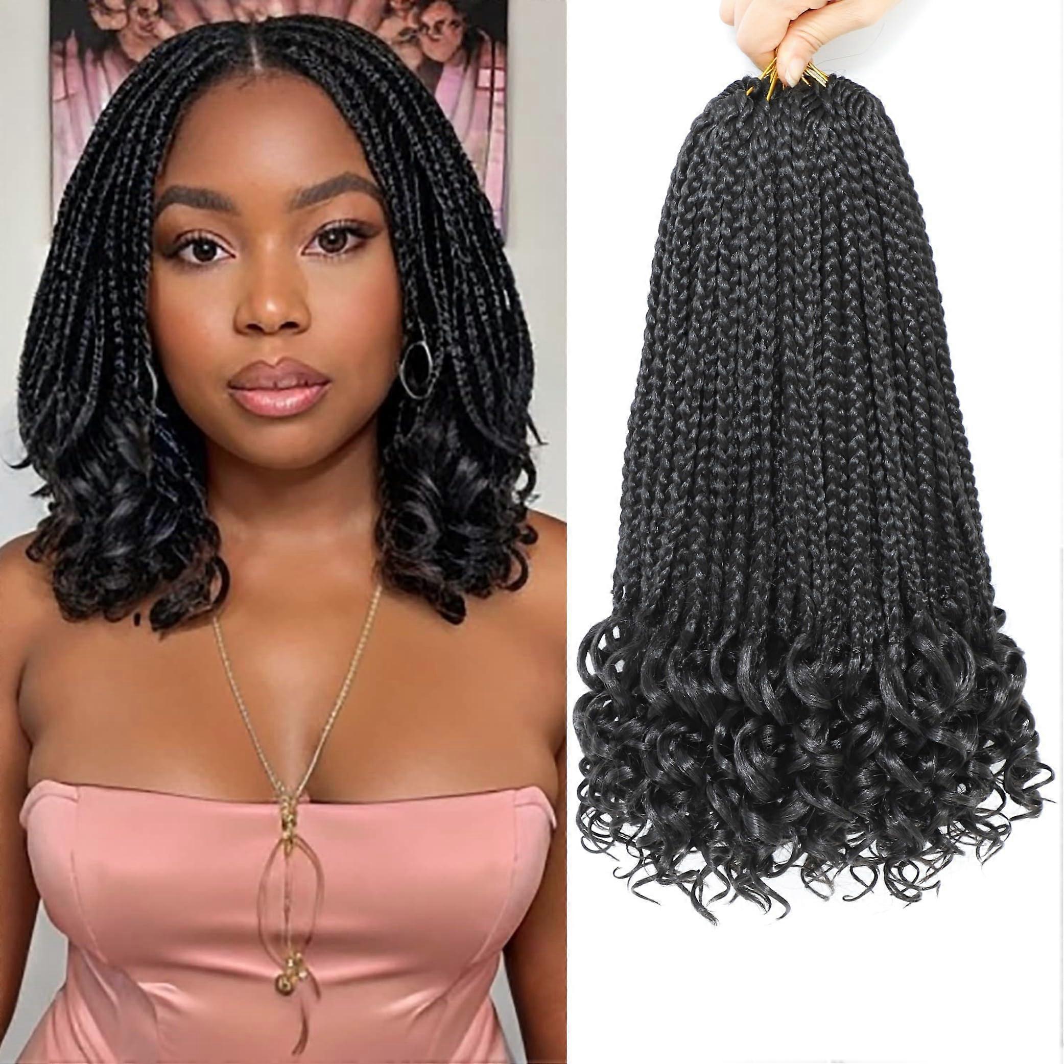 7 Packs Crochet Box Braids - 10 Inch Synthetic Goddess Box Braids Hair Extensions in Color 1B for Bohemian Styles