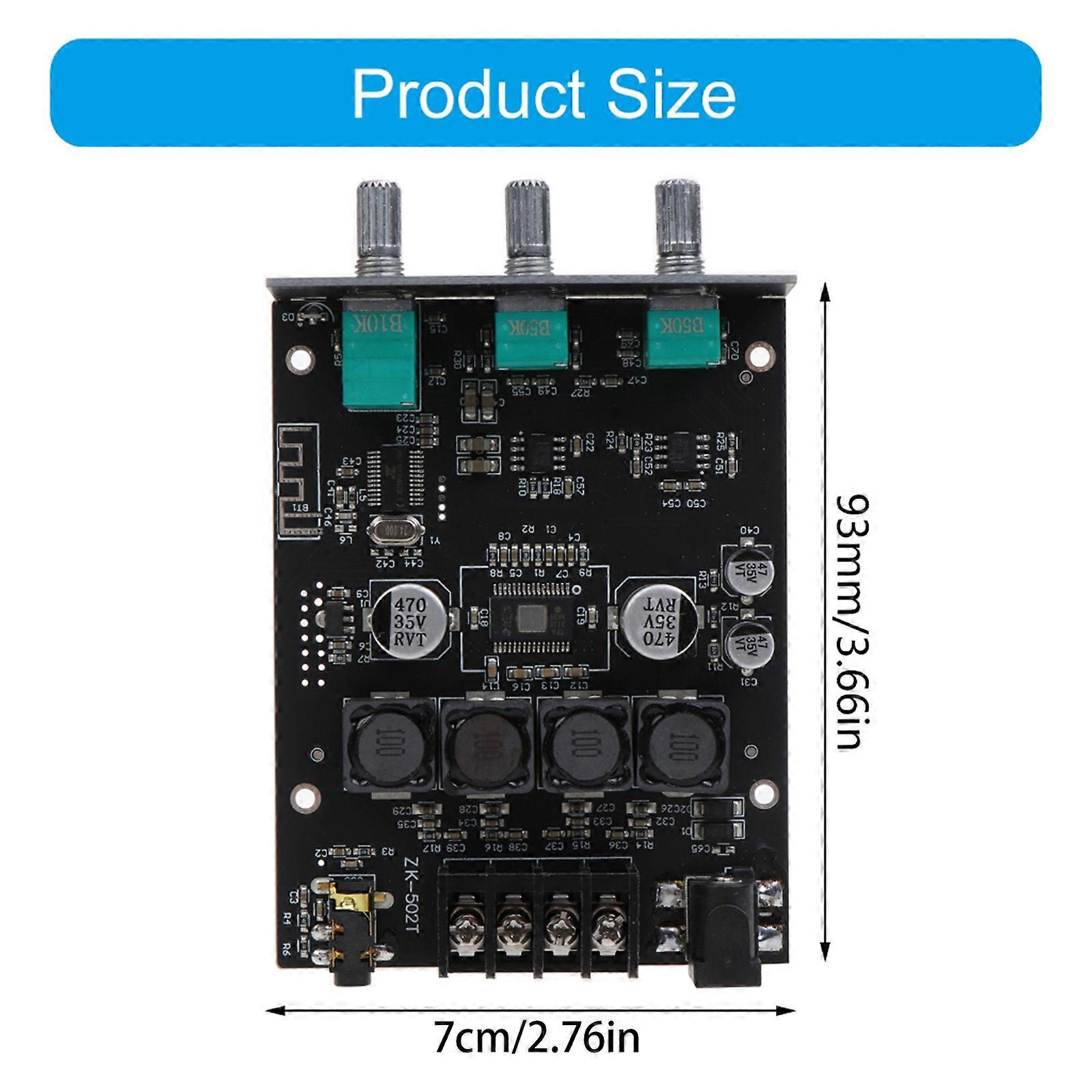Audio ZK-502T Bluetooth-compatible 5.0 Amplifier Receiver Boards Module 2 Channle Stereo Output Power 50watt x 2