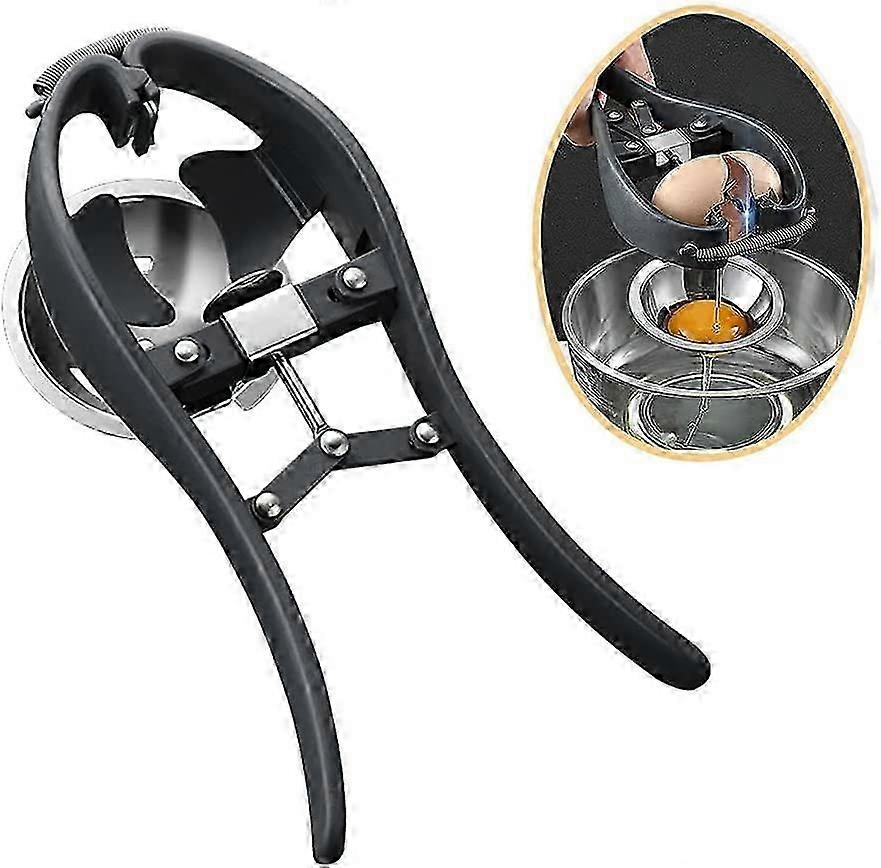 Stainless Steel Egg Cracker - Automatic Egg Cracking Tool & Separator, Creative Kitchen Gadget (Black)