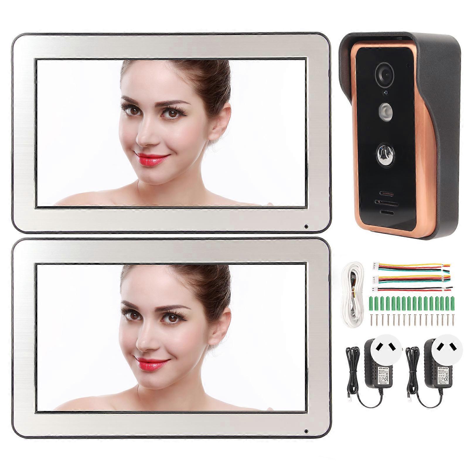 Wireless Doorbell Camera 10in LCD Photo Taking APP Intercom 8 Users AHD 720P Video Doorbell for Household 100‑240V AU Plug