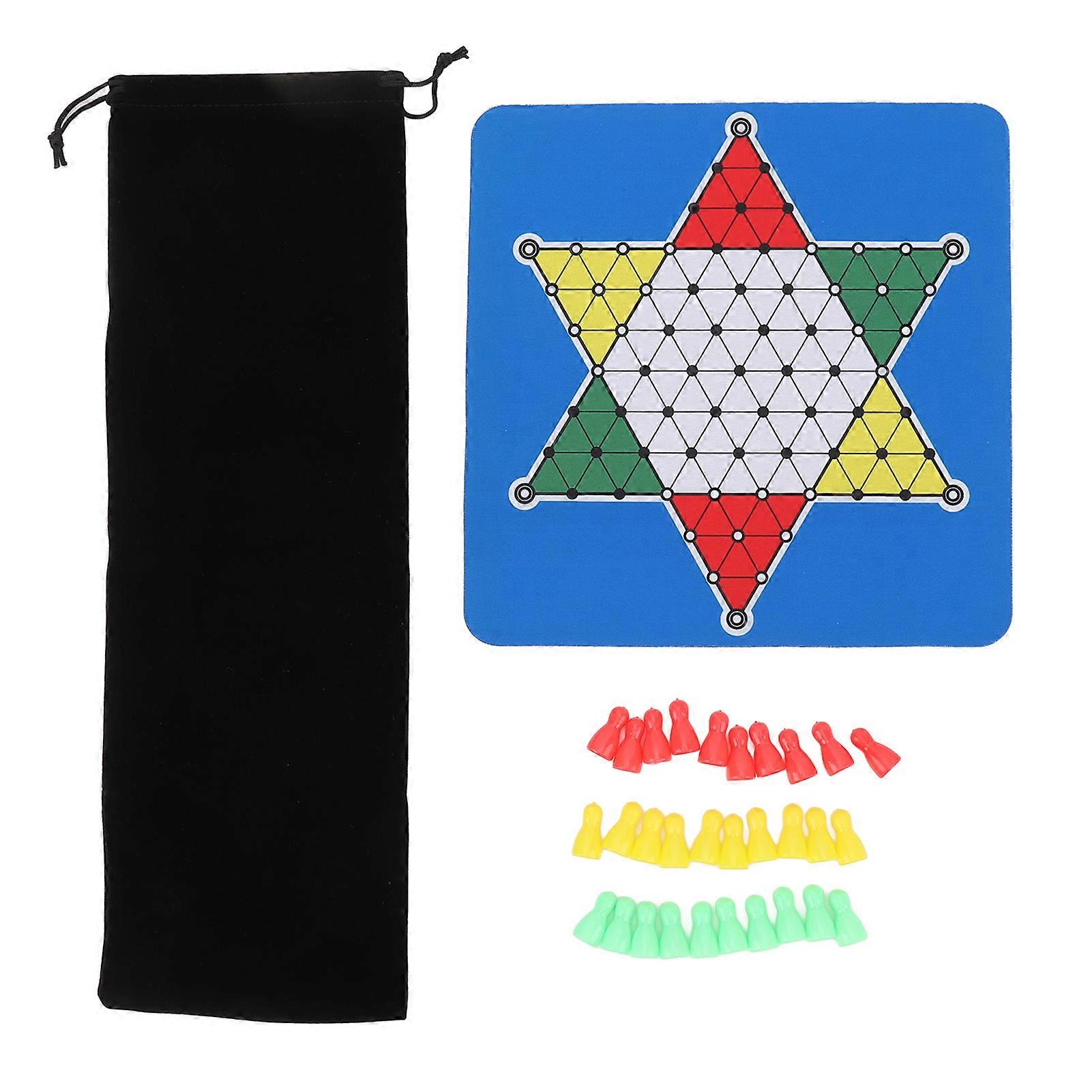 Chinese Checkers Game Set Rubber Mouse Pad Material Board 24cm x 24cm Compact Design Durable Includes Coloured Pieces and Storage Bag for Family Fu