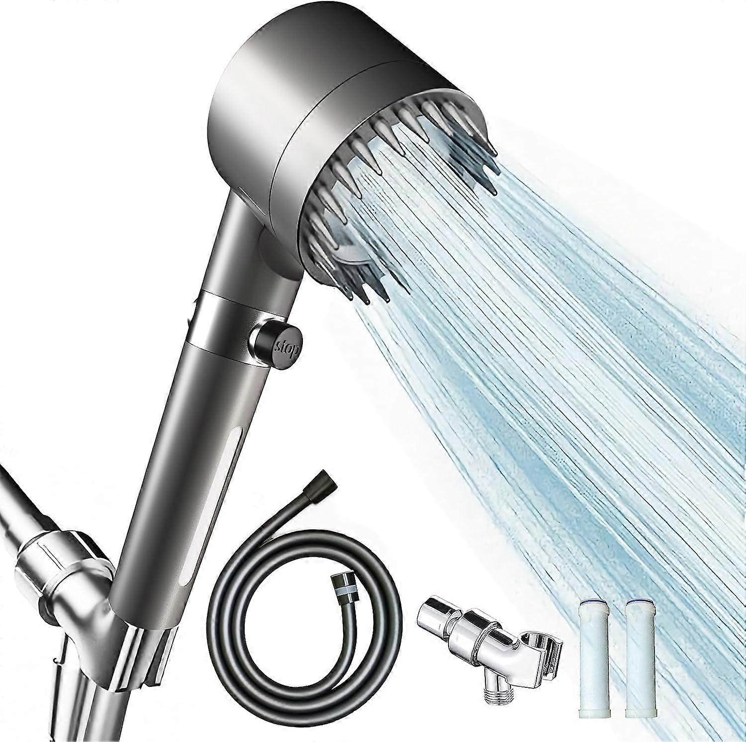 Gray handheld shower head set, a must-have in the bathroom, comfortable bathing