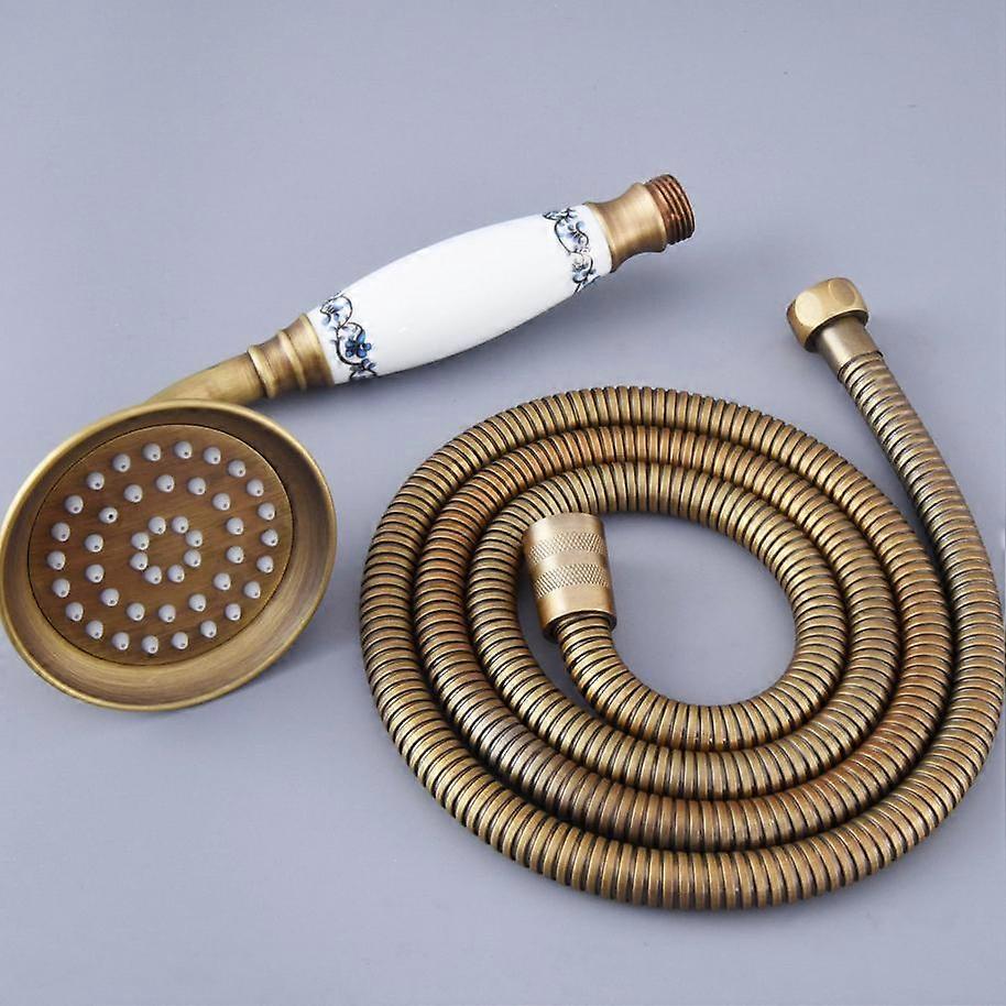 Antique Brass Ceramics Telephone Hand Held Shower Head & 1.5 m Hose Water Saving Handheld Sprayer Shower Set Nhh116