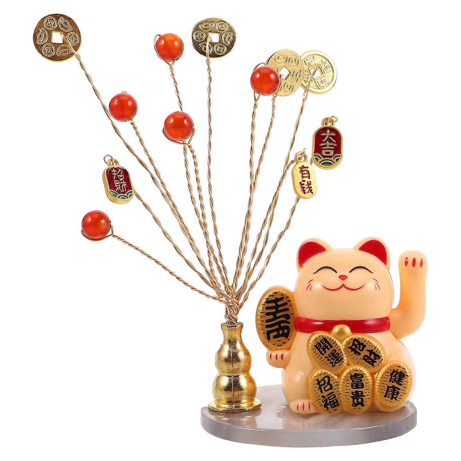 Collecting Wealth Cat Mini Fortune Cat Statue Plastic 11.00X7.00X6.00CM Wealth For Friends 1Pack