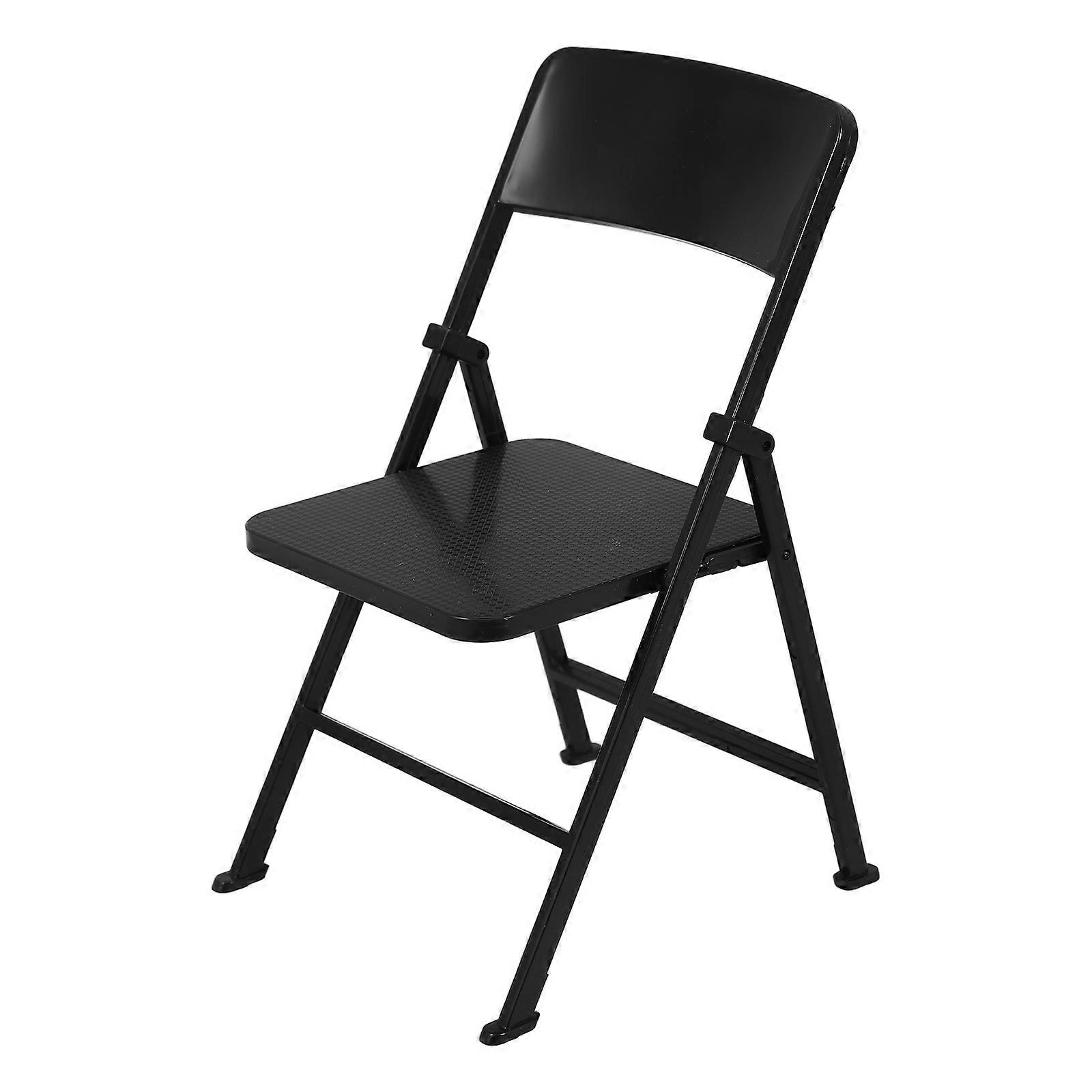 Miniature Folding Chair for Dollhouse Scale Black Micro Landscape Chair Prop for DIY Scenes, Home Decoration & Photography Ornaments