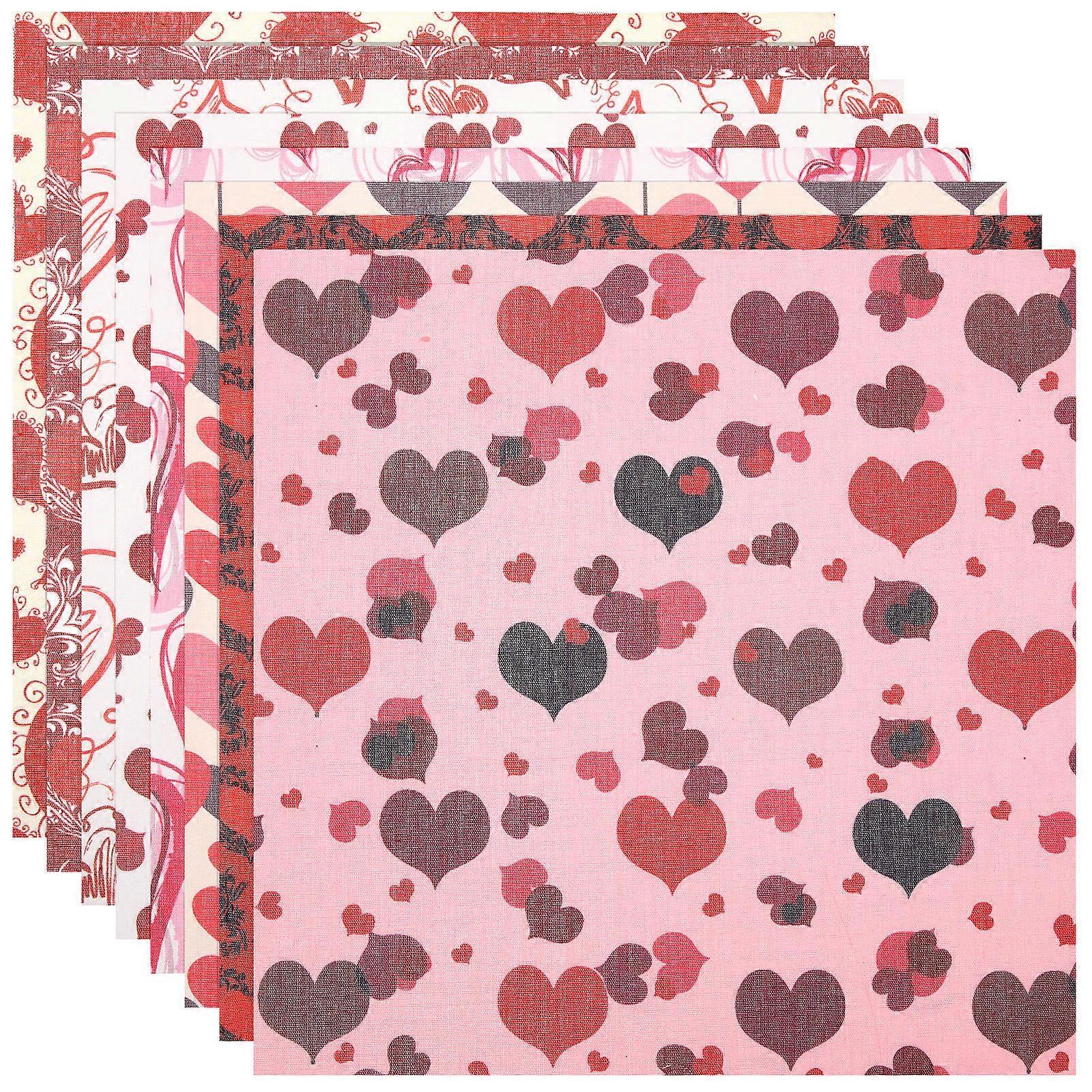 Quilting Fabric Squares Craft Sheet Valentine's Day Patchwork Sewing Cloth Assorted Color 25x25cm 8Pcs