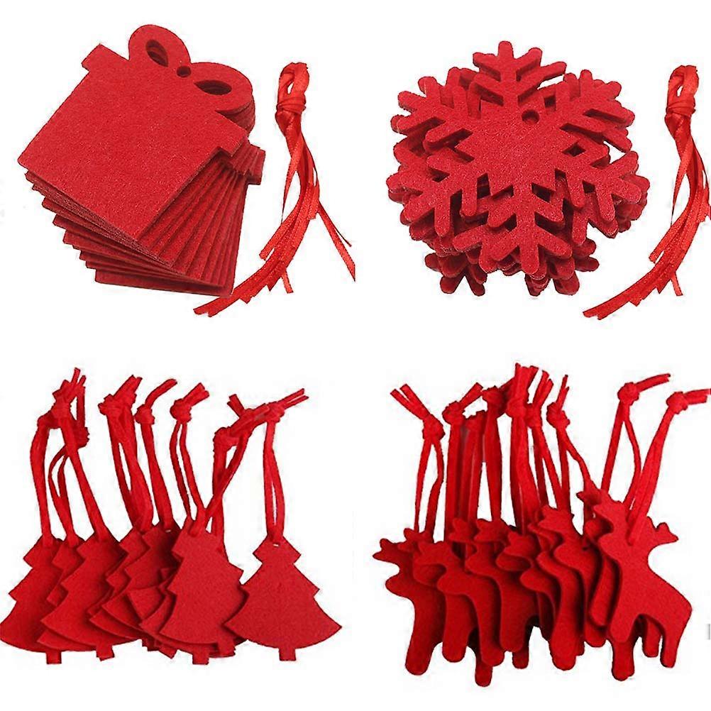 Felt Reindeer Hanging Decor Christmas Pendant Nonwovens Creative Red present Package Elk Snowflake Christmas Tree 40Pcs Festival Celebration