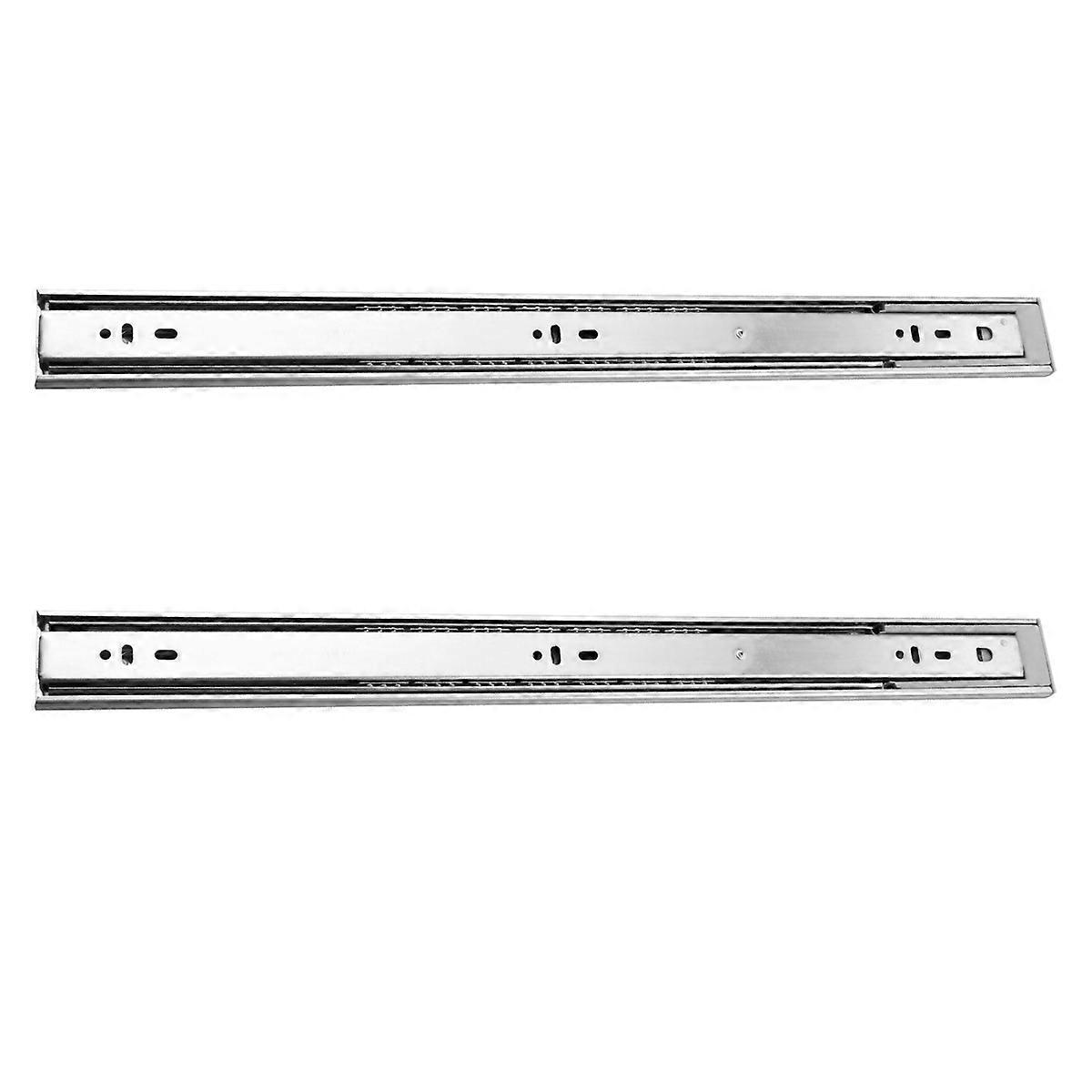 Three-Section Drawer Guide Mute Sliding Silver 18 Inches 450mm Steel Ball Bearings for Storage Drawers 2Pcs