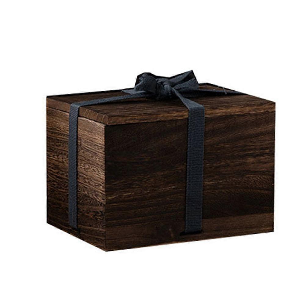 Carbonized Paulownia Box present Storage Square Shape Japanese Retro Style 12.00X12.00X10.00cm 1PC
