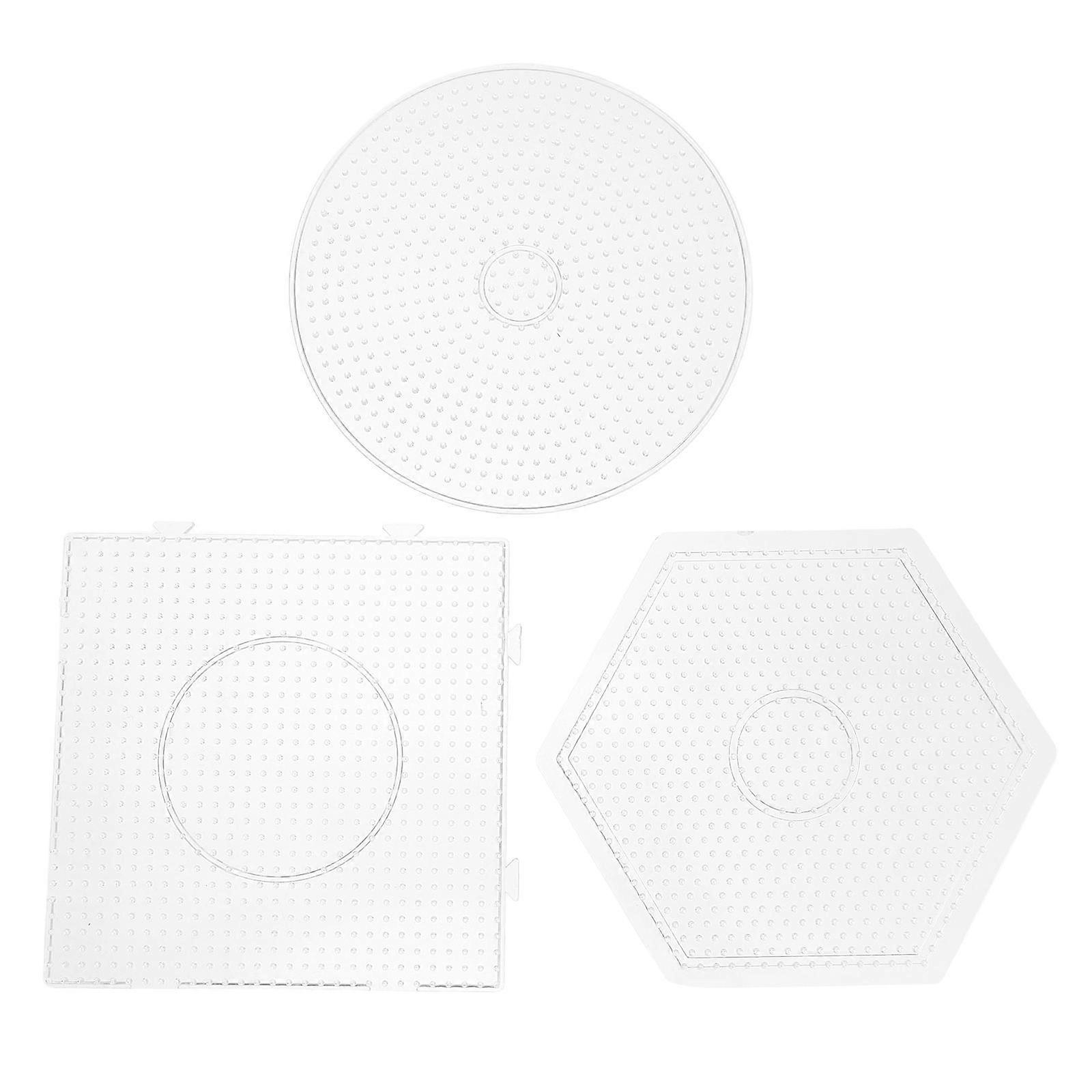 3pcs Clear Plastic Pegboards for Craft Beads – Square & Hexagon Boards – Durable Beading Tools for Creativity and Hands On Learning