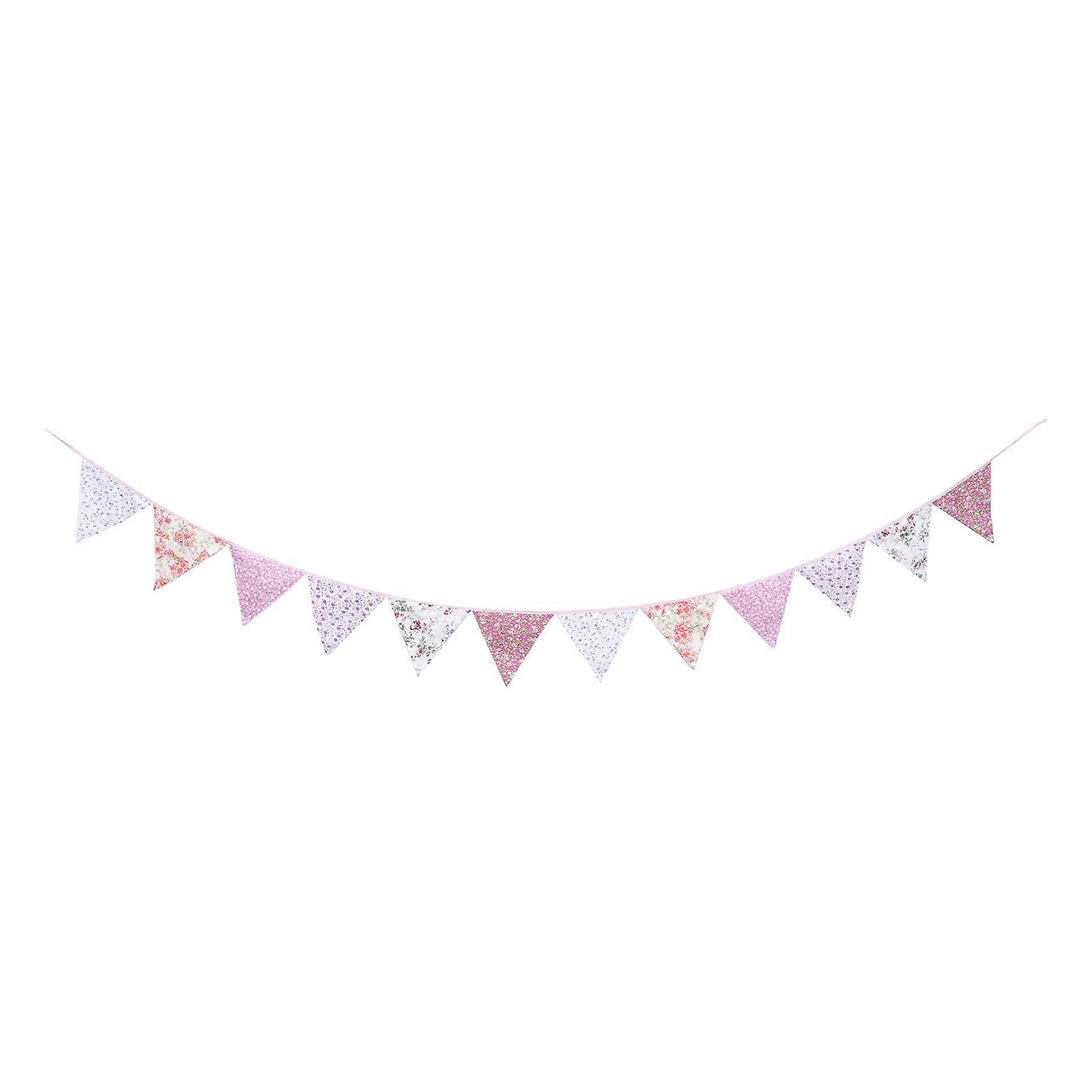 Party Pennant Bunting Banner Decorative Banners Assorted Color Cotton Fabric Photo Background 1Pcs