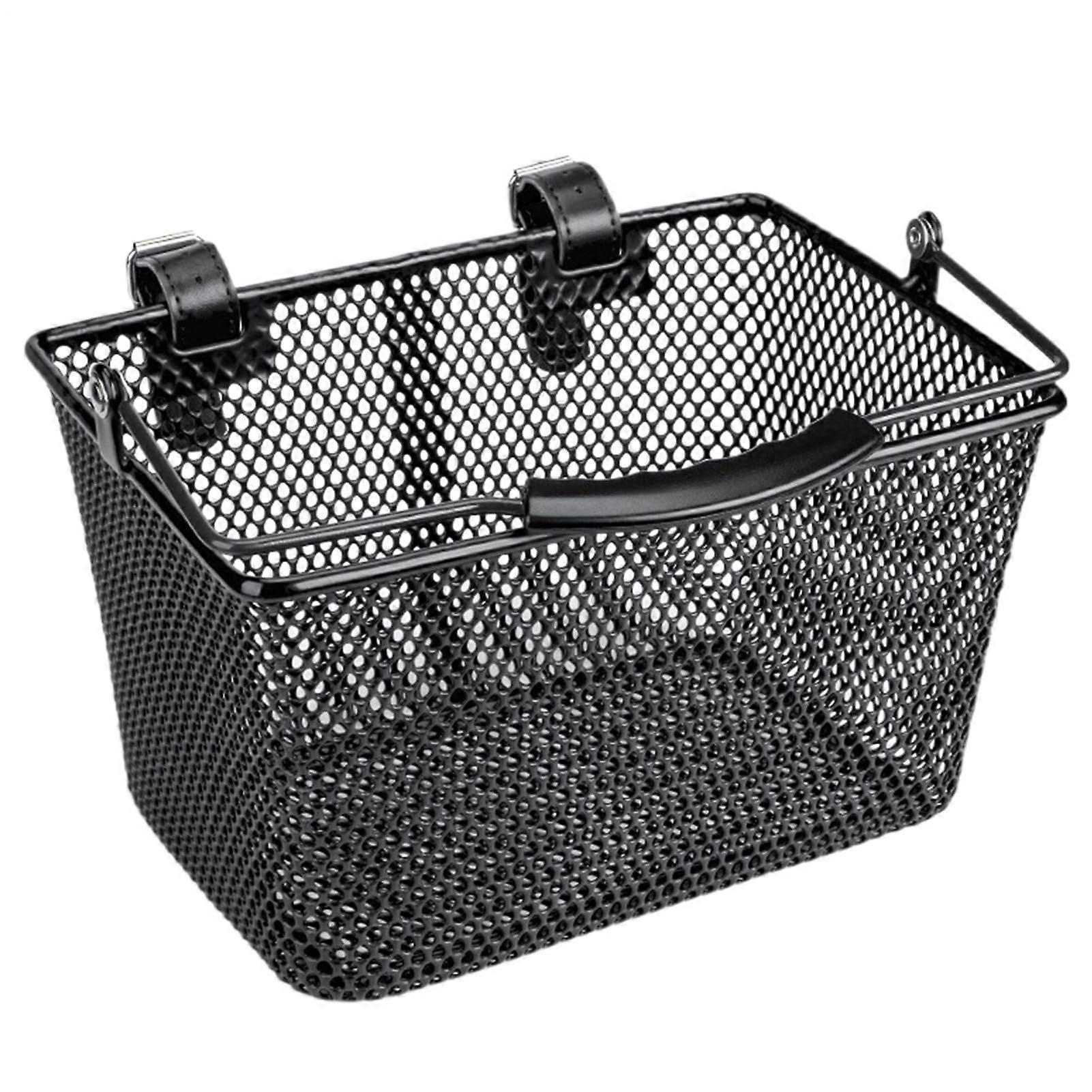 Kids bike basket, handlebar mounting, metal frame with handle for children