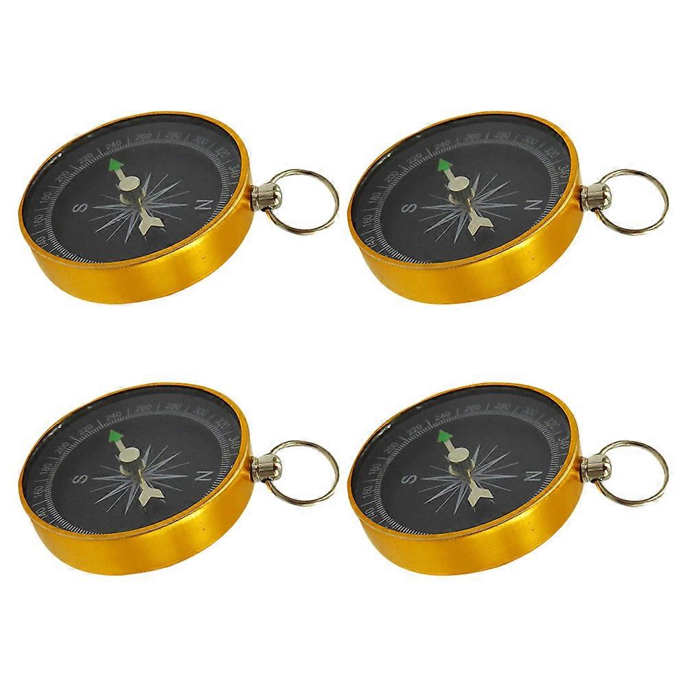Compass Keychain 4Pcs Black Aluminum Compact Camping Accessory Vintage