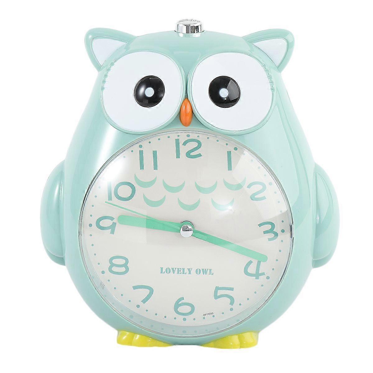1Pc Night Light Mute Desktop Clock Cartoon Owl Shape Alarm Clock Multifunctional Music Clock for Student Children (without Battery)