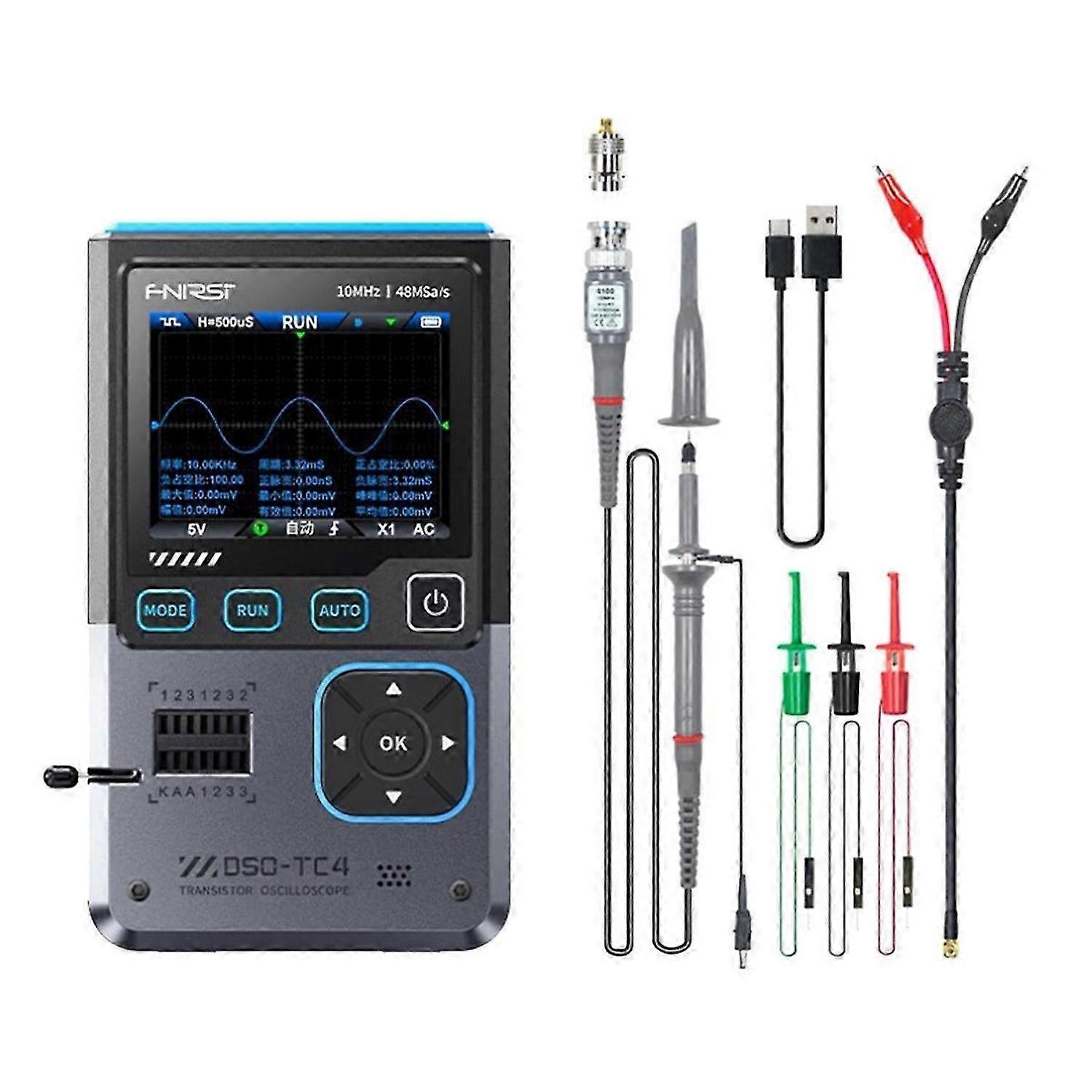 FNIRSI DSO-TC4 3 in 1 Digital Oscilloscope 10MHz 48Ms/S Transistor Tester Electronics Component Test