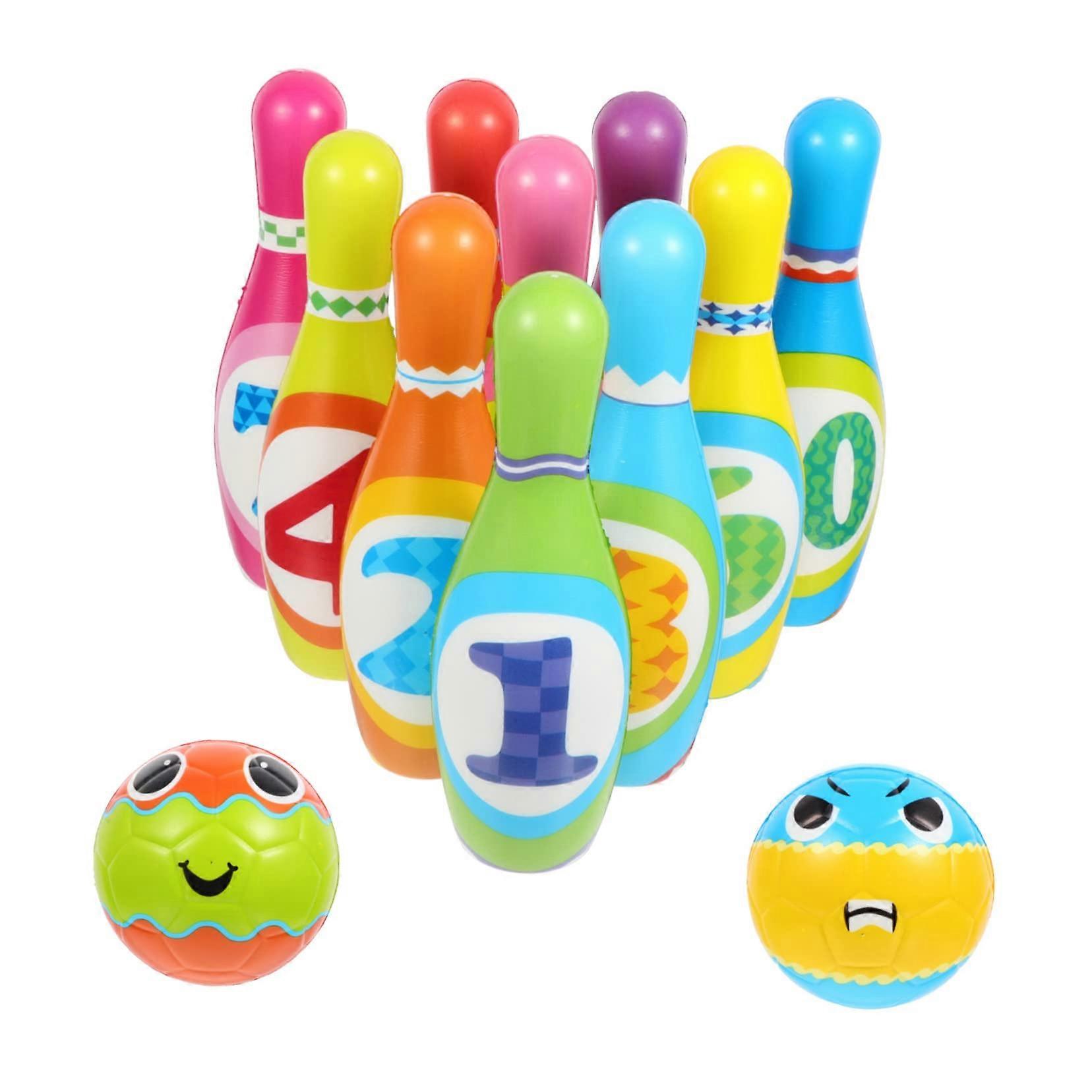 Bowling Set PU Indoor Outdoor Kegelspiel for Kids Color Recognition Hand-Eye Coordination Family Fun Activities