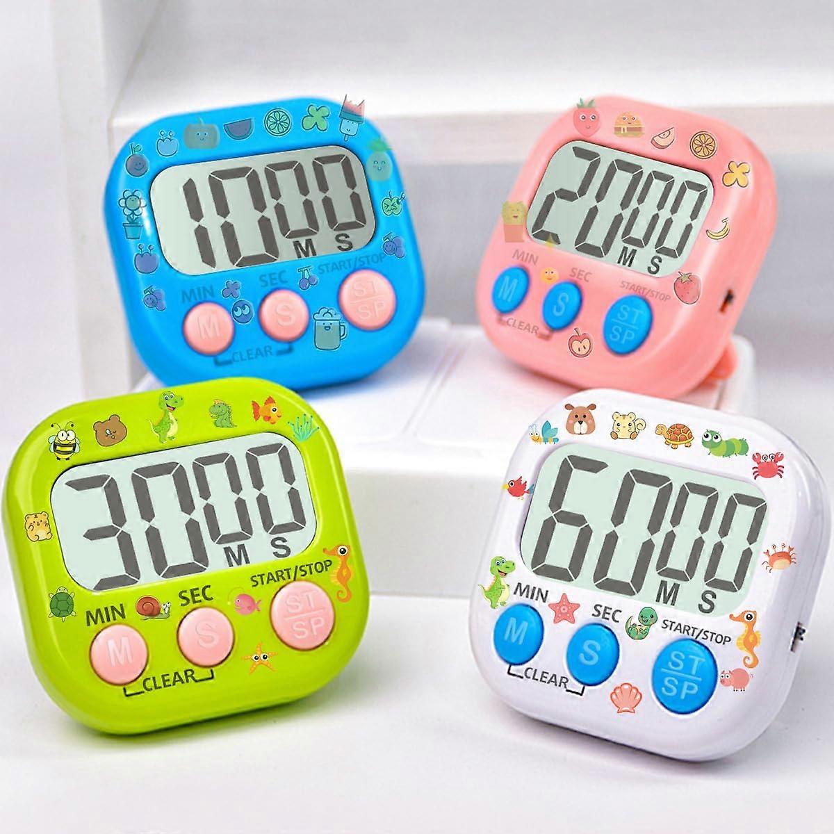 Pack of 4 Digital Timer for Kids, Kitchen Timer for Cooking, Classroom Learning, Exercise with Stopwatch  Loud Alarm, Large Display
